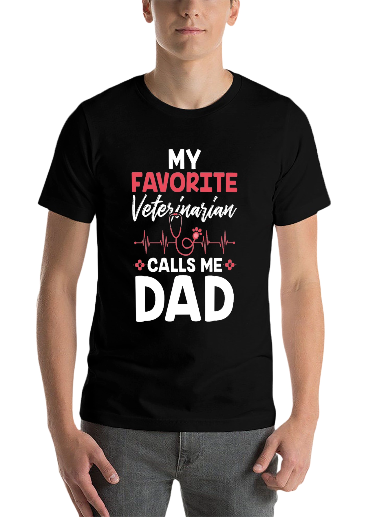 Black My Favorite Veterinarian Calls Me Dad T-Shirt view 7