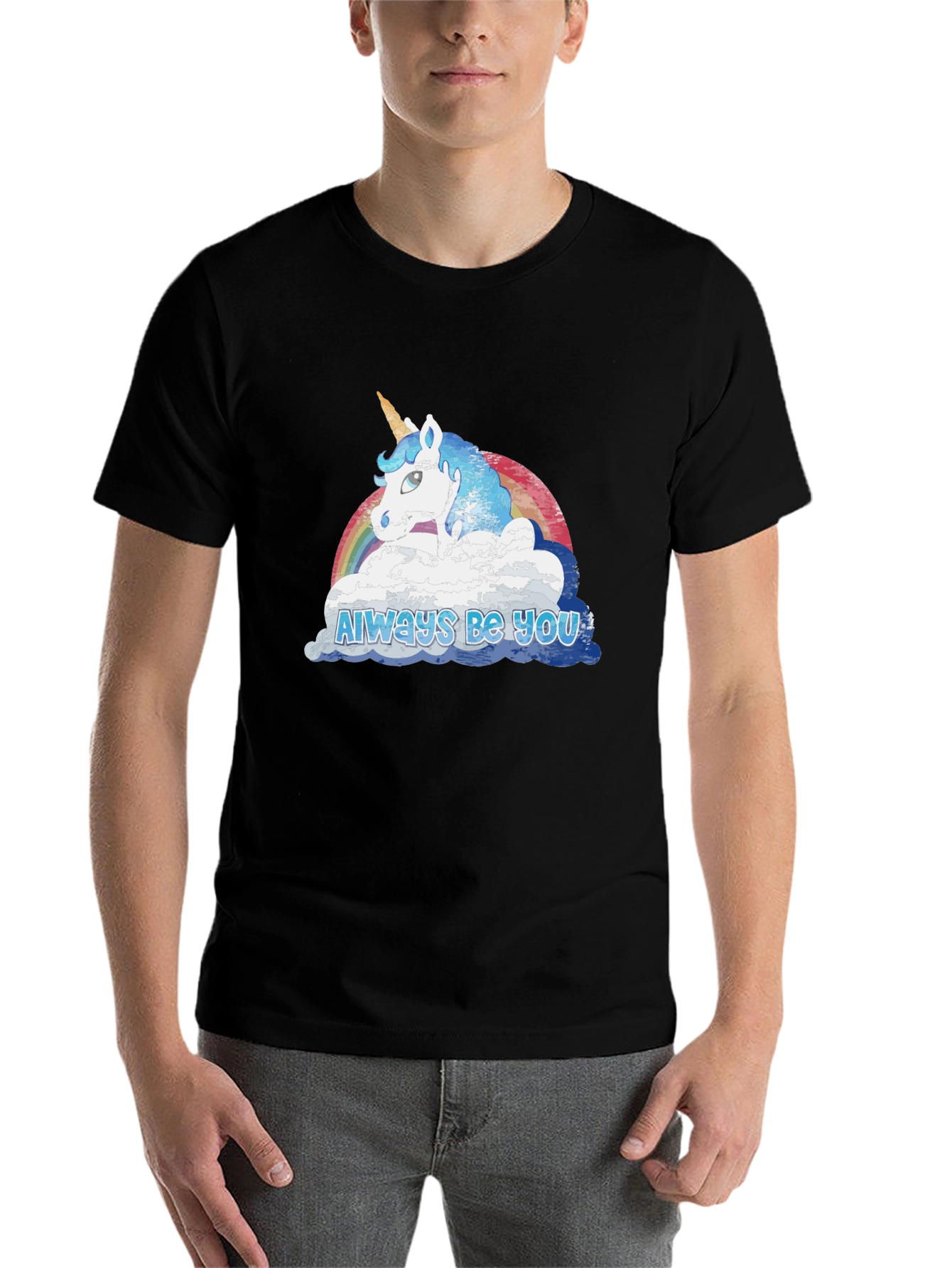 Black Always Be You Unicorn Graphic Tee - Soft Cotton Blend view 7