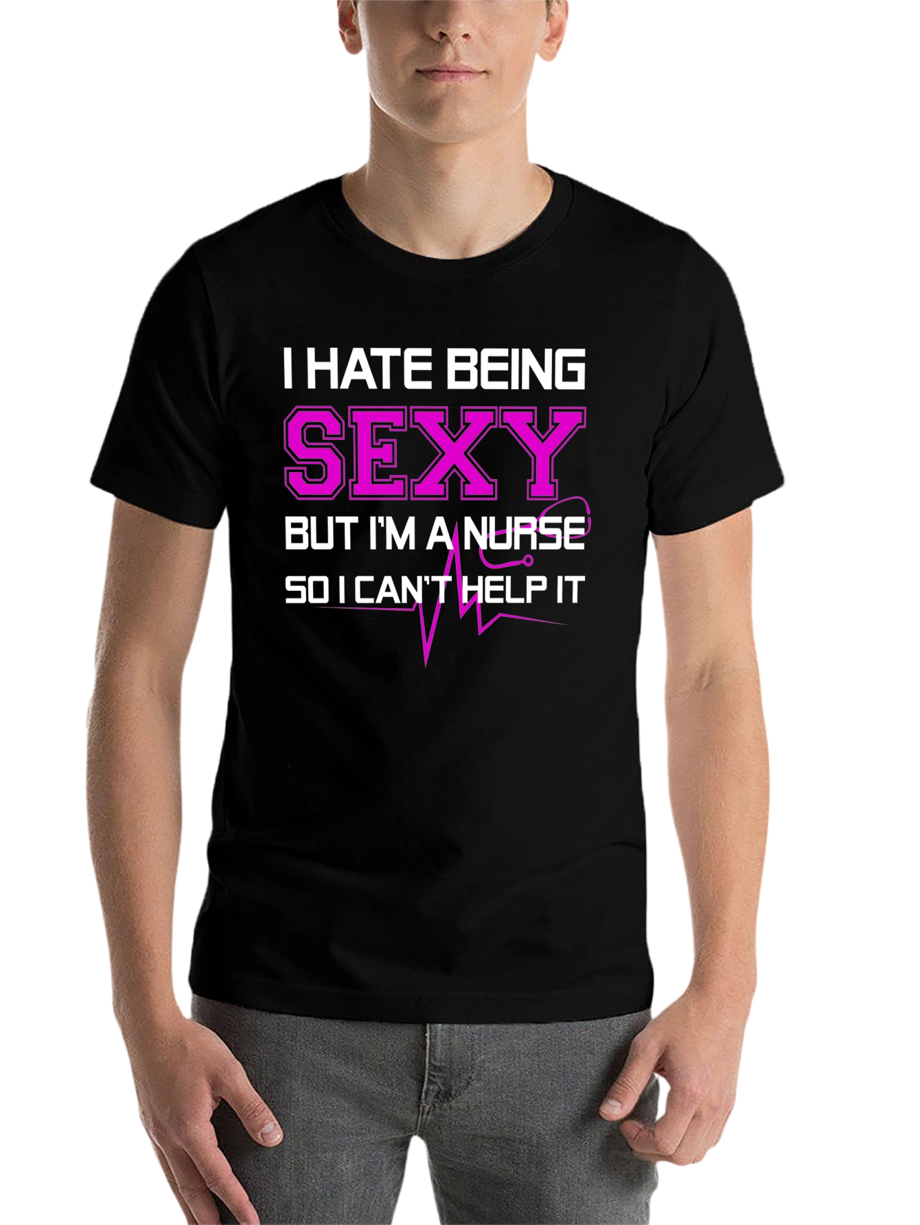 Black Funny Nurse T-Shirt - I Hate Being Sexy view 7