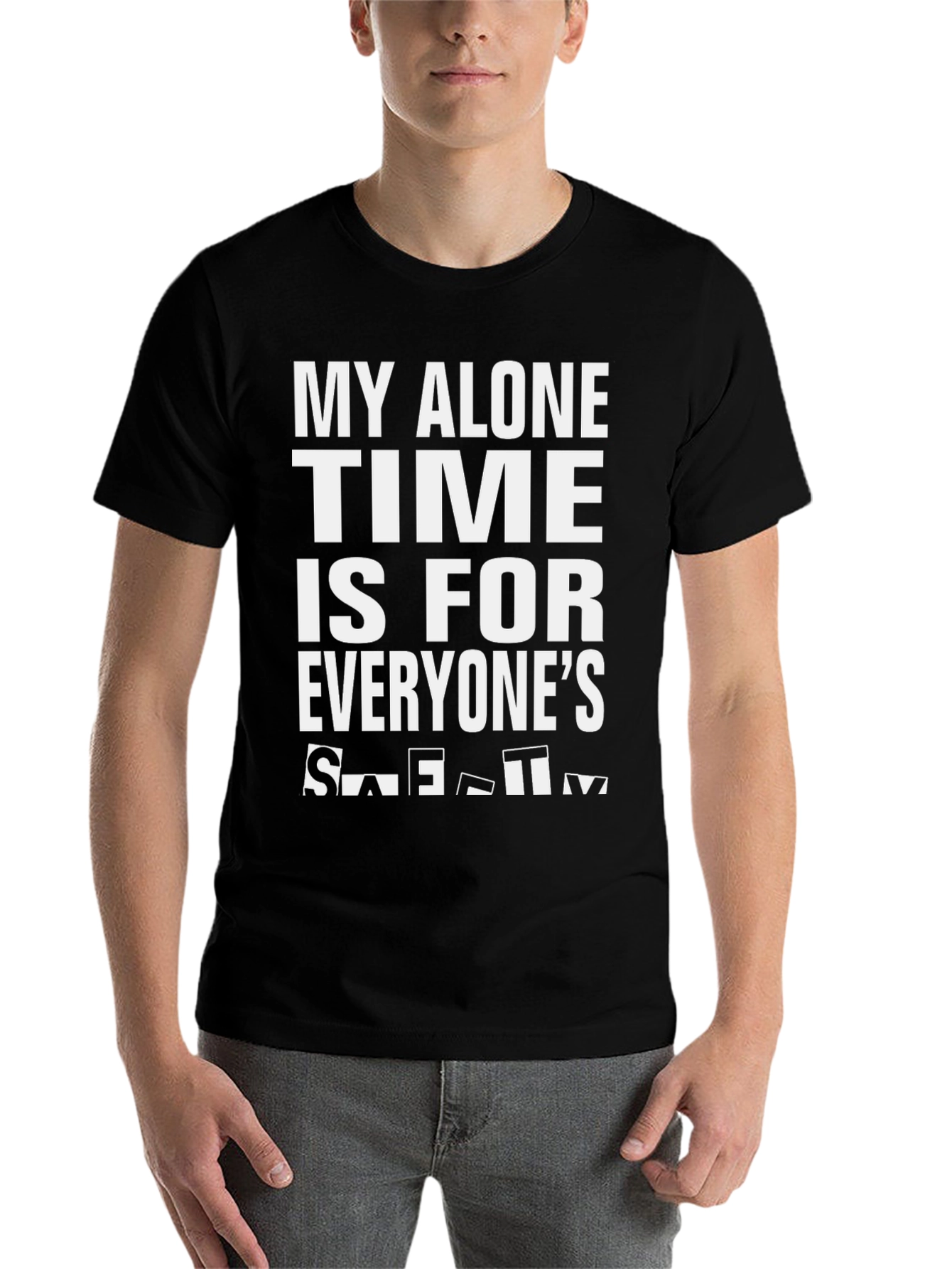 Black My Alone Time Safety Tee - Funny Graphic T-Shirt view 7