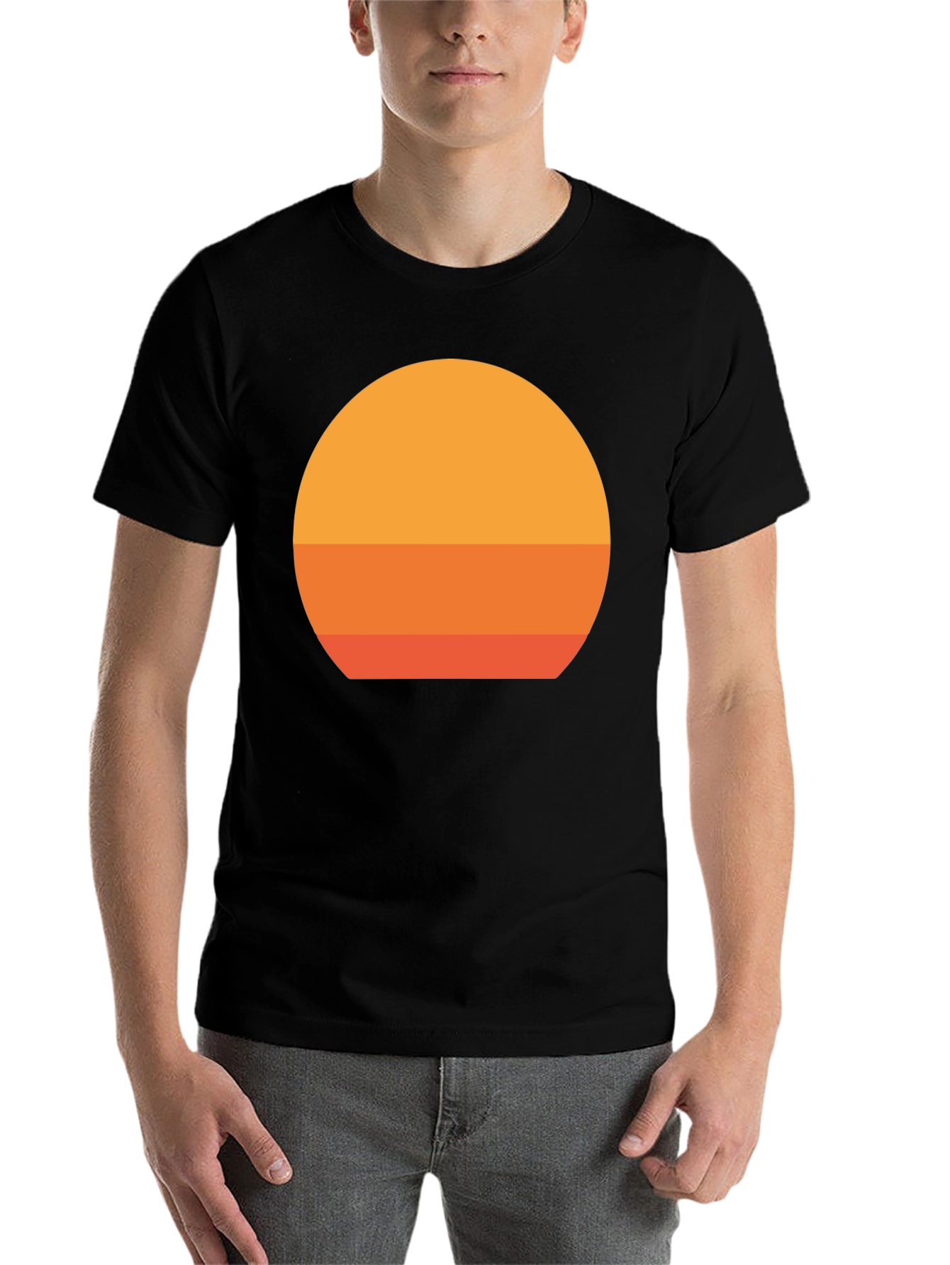 Black Retro Sunset Graphic Black T-Shirt view 7