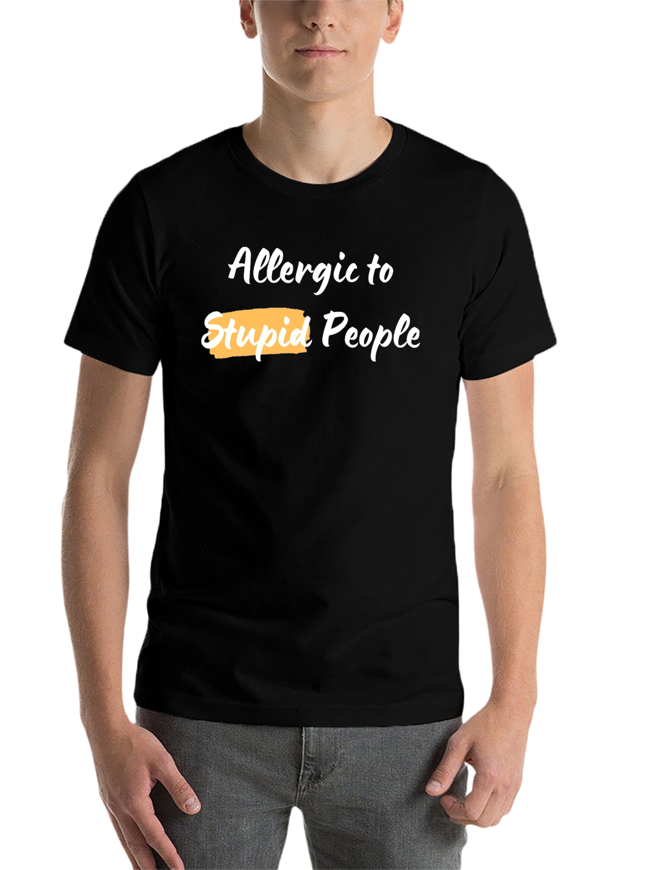 Black Allergic to Stupid People Graphic Tee view 7