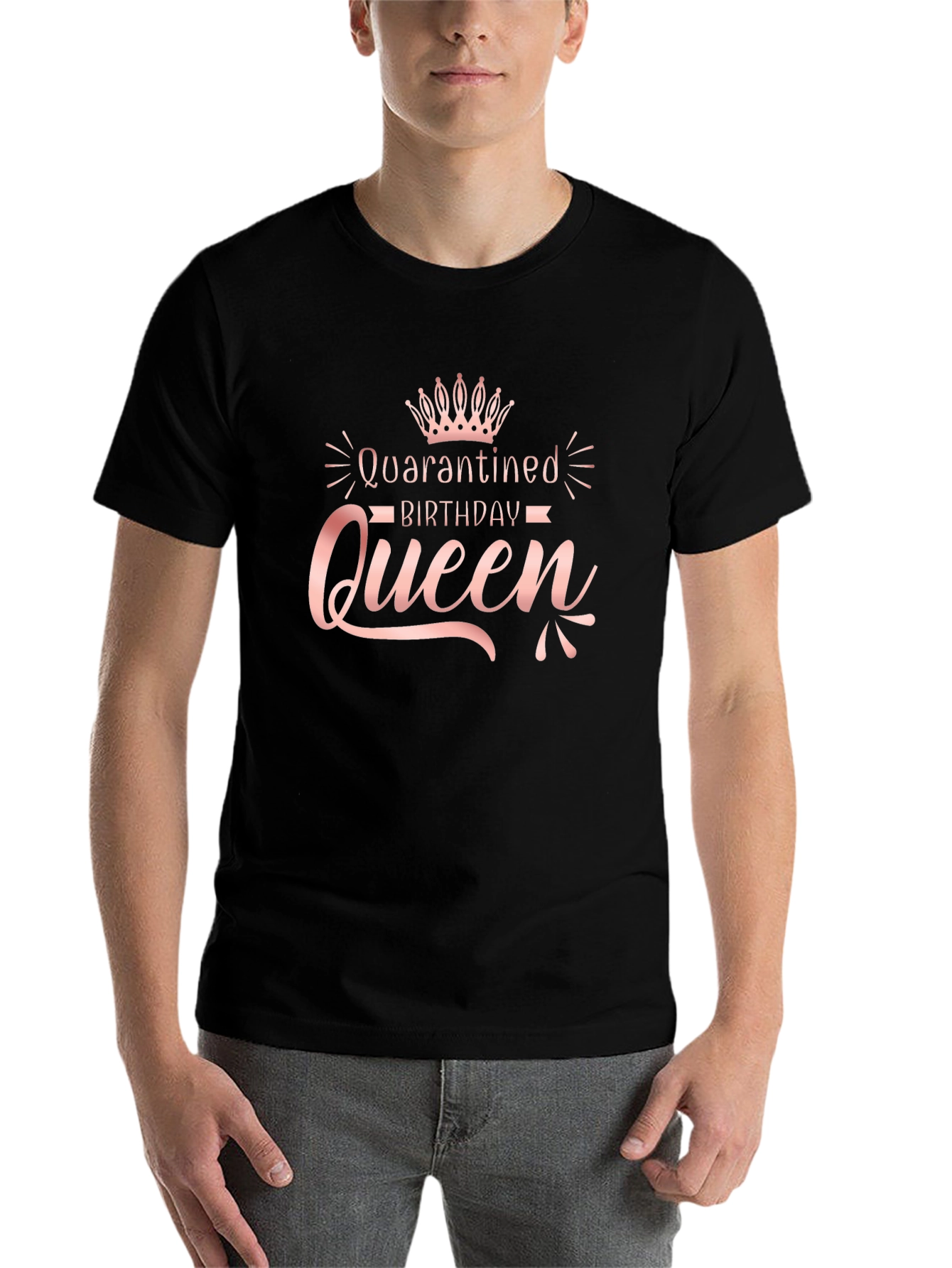 Black Quarantined Birthday Queen T-Shirt view 7
