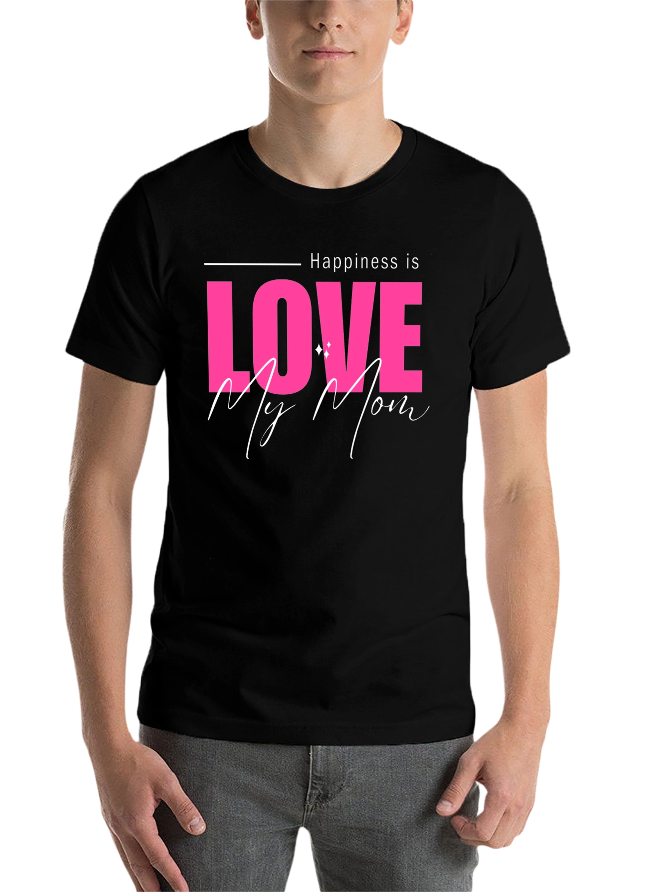 Black Happiness is Love My Mom Black T-Shirt view 7