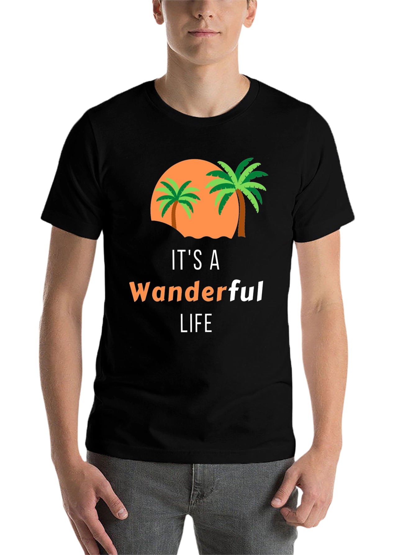 Black Wanderful Life Palm Tree Graphic Tee view 7