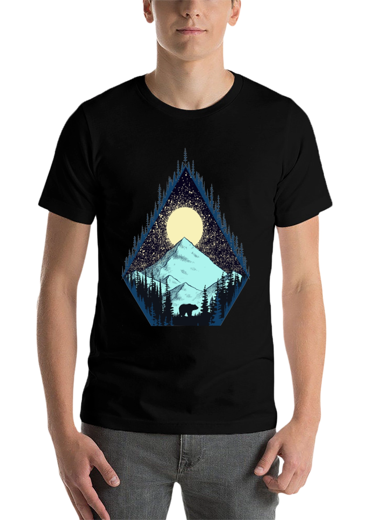 Black Mountain Bear Graphic Tee - Nature Adventure Shirt view 7