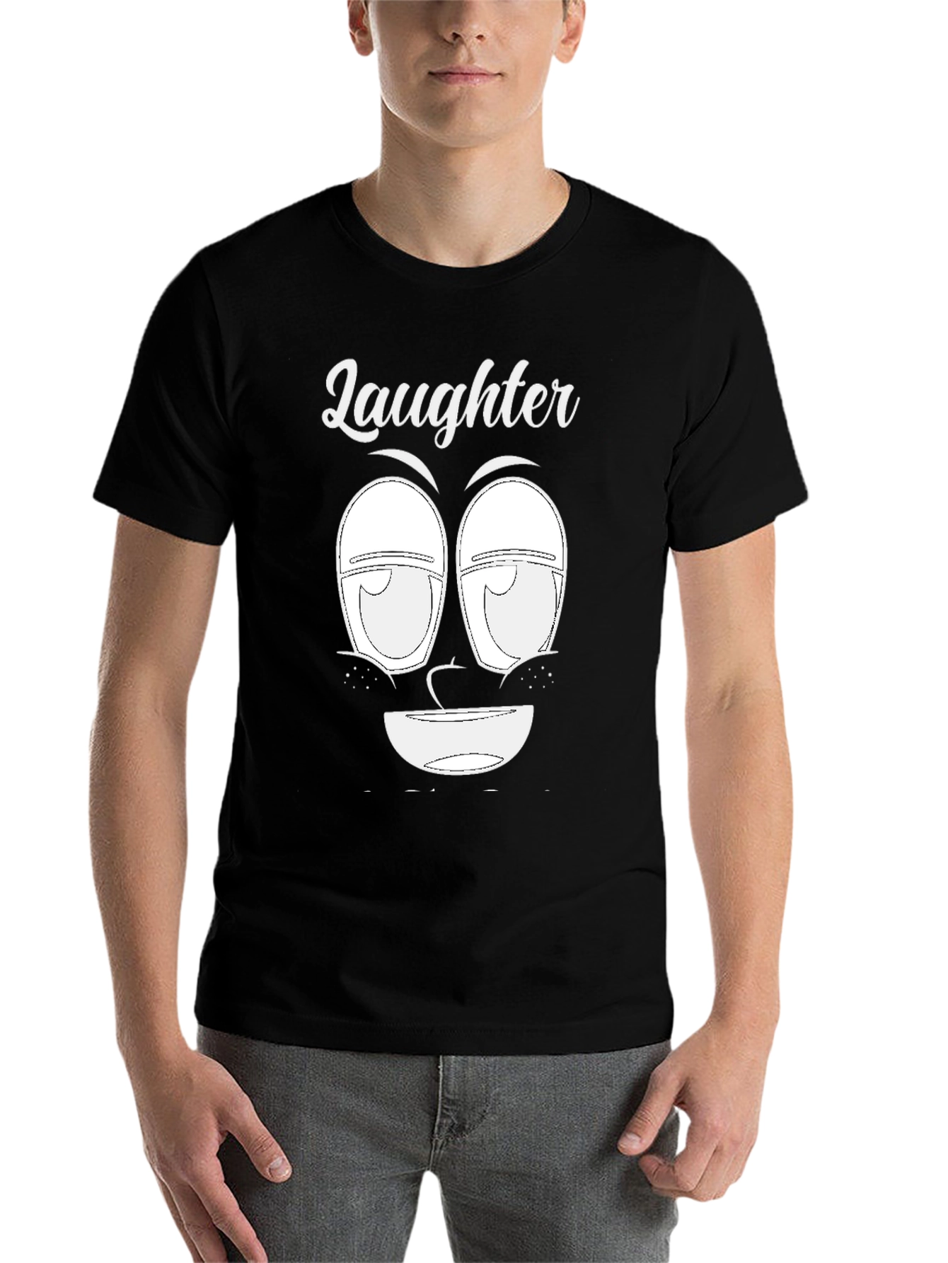 Black Laughter Face Graphic Tee - Unique Design, Soft Cotton view 7