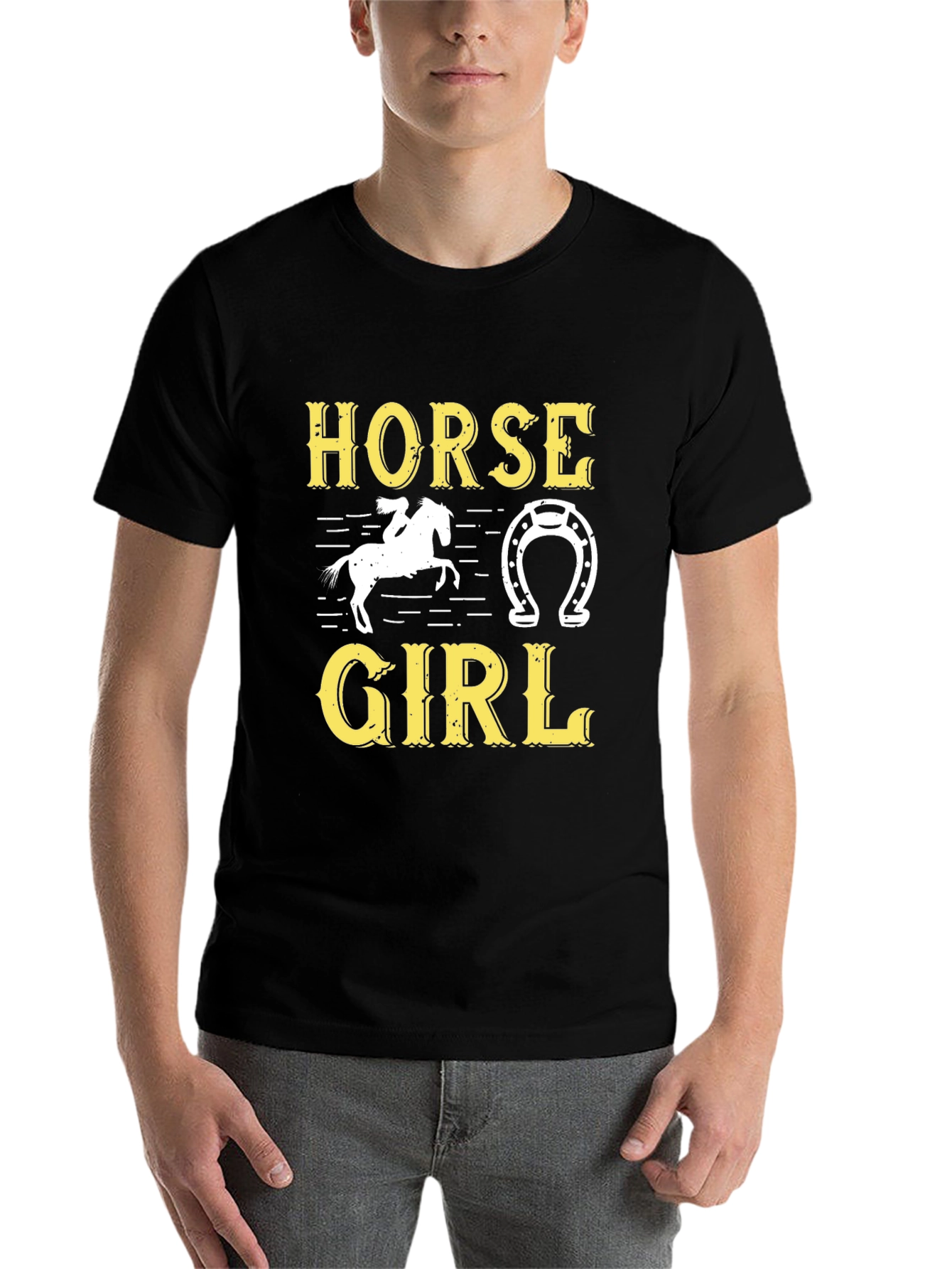 Black Horse Girl T-Shirt - Equestrian Tee view 7