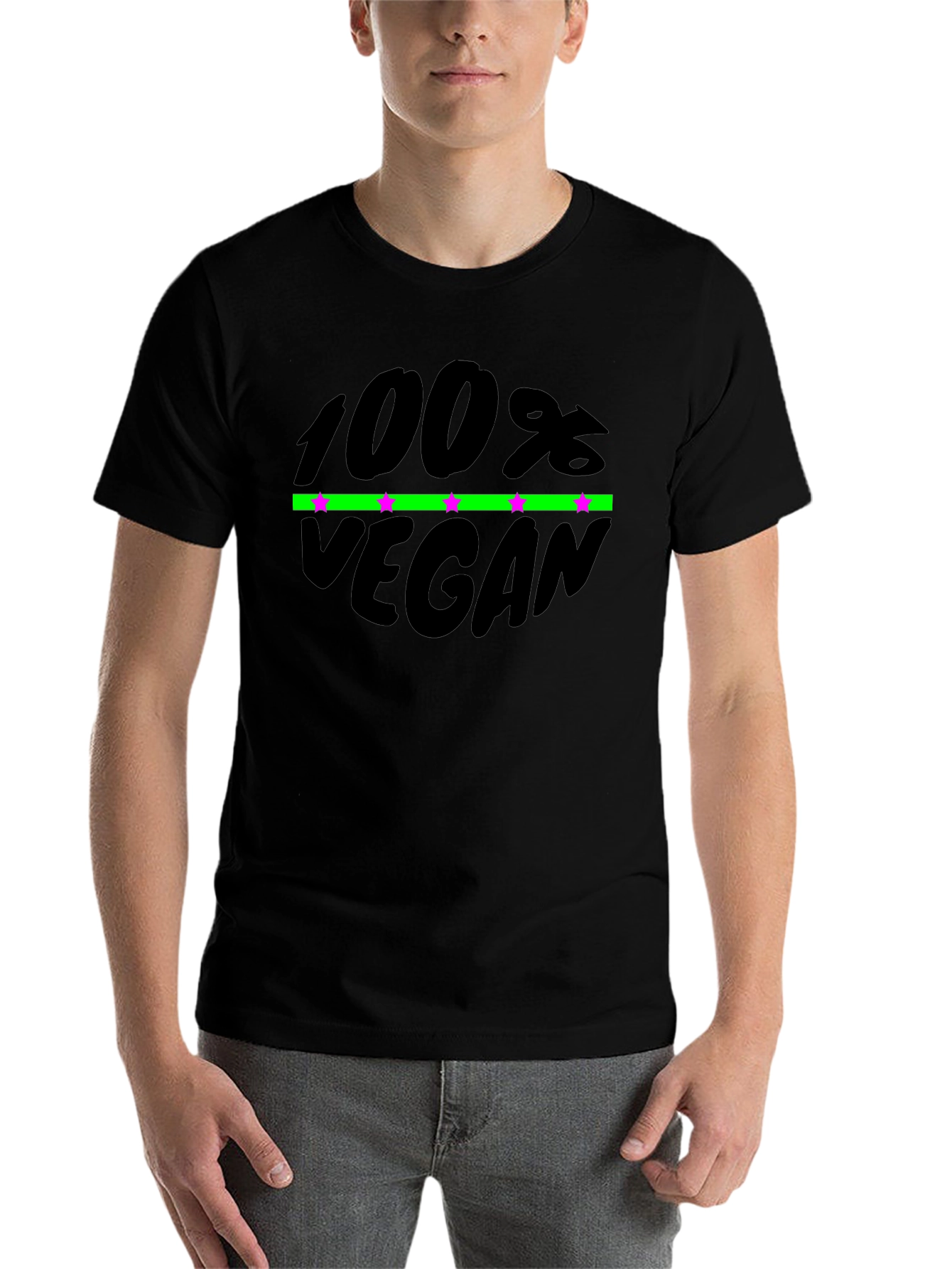 Black 100% Vegan Graphic T-Shirt - Black view 7