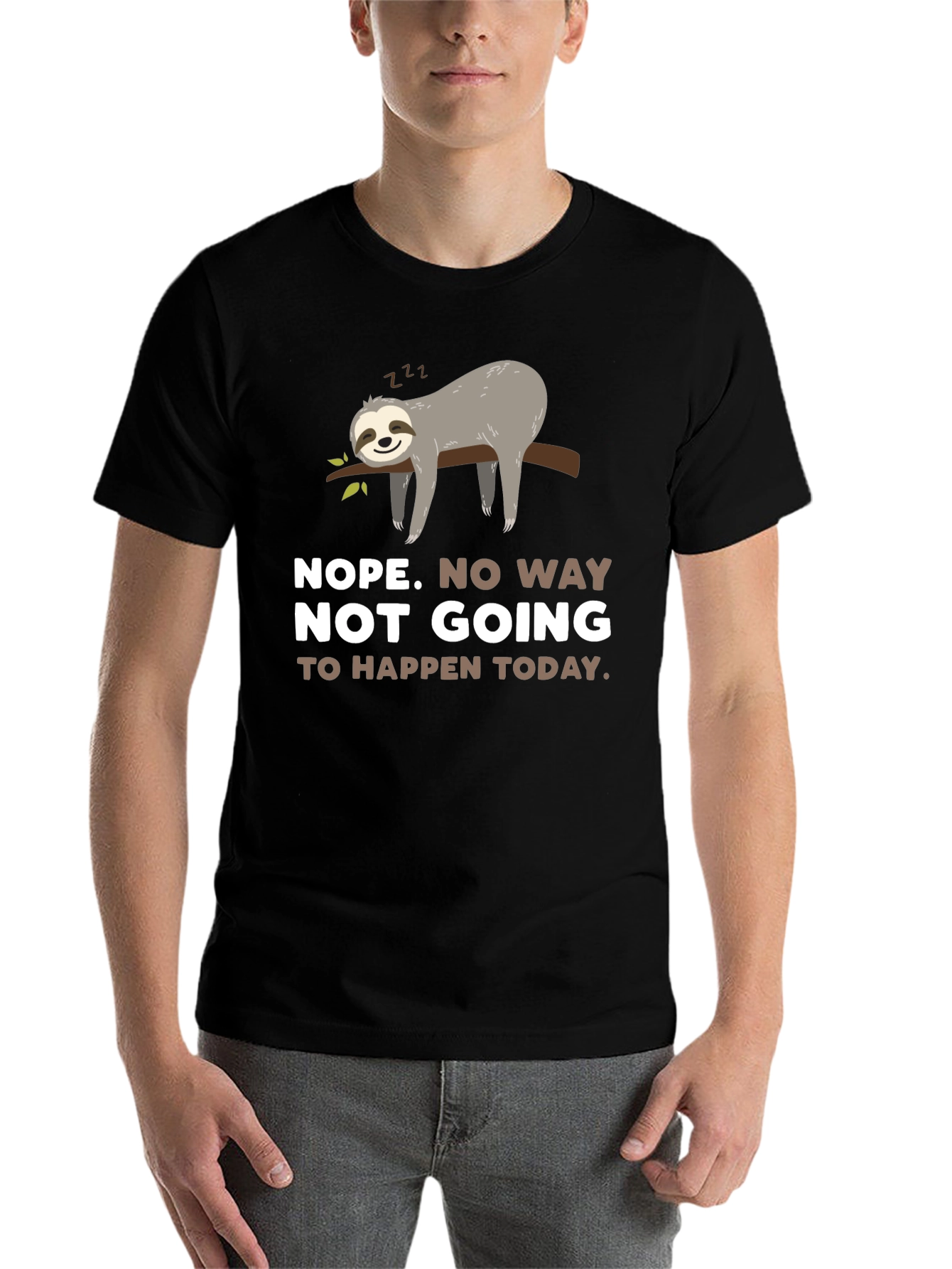 Black Nope Sloth Graphic T-Shirt view 7