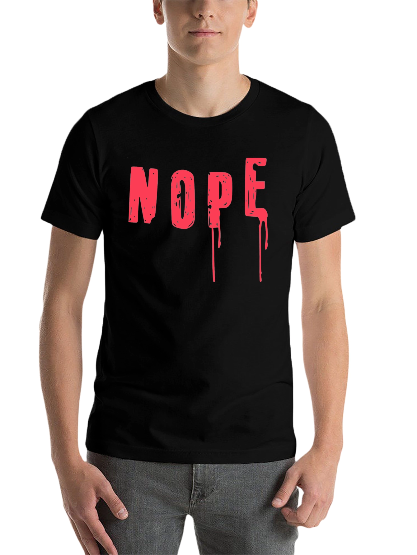 Black Nope Drip Graphic Tee - Black Cotton T-Shirt view 7