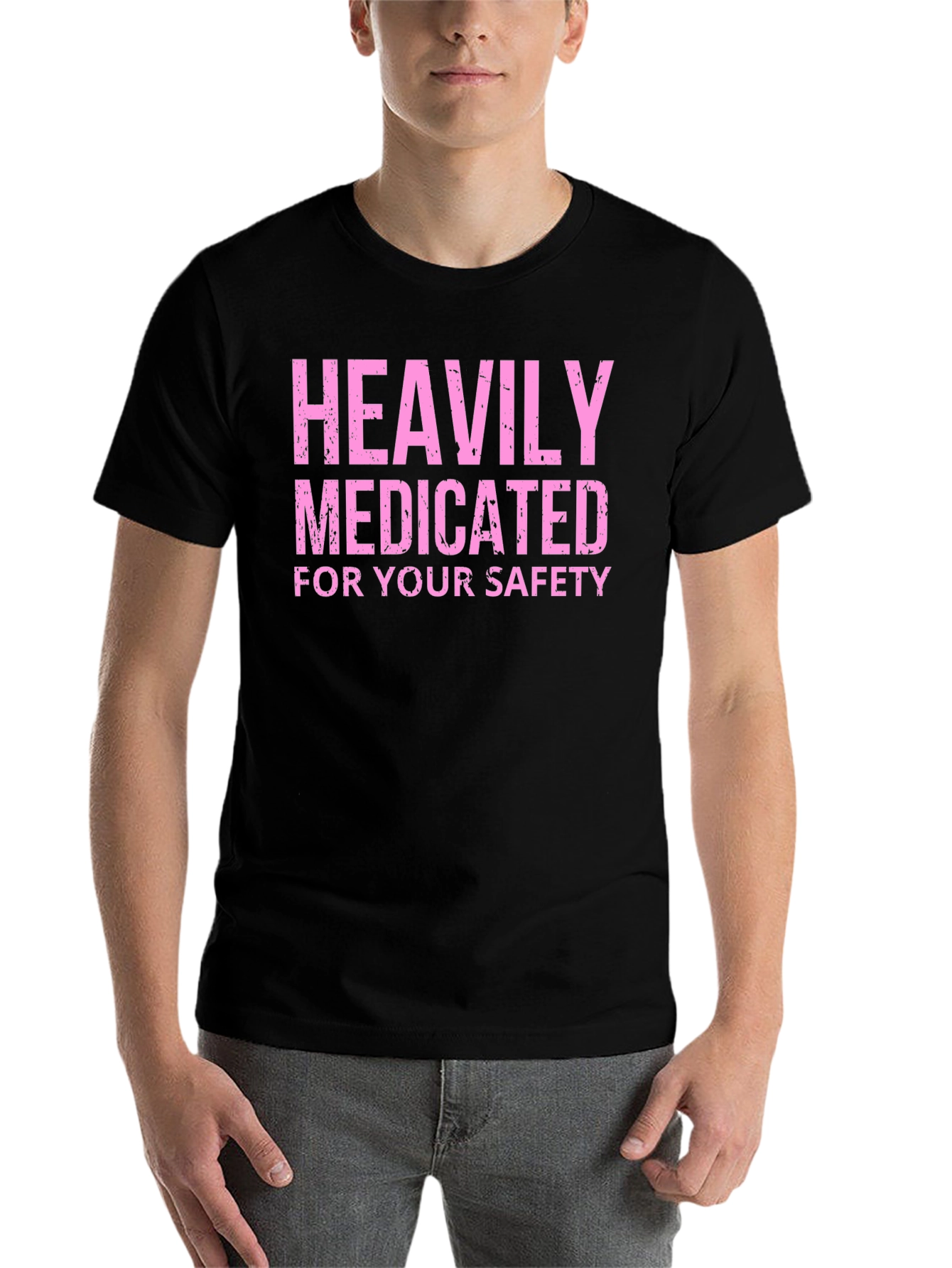 Black Heavily Medicated Funny Graphic Tee view 7