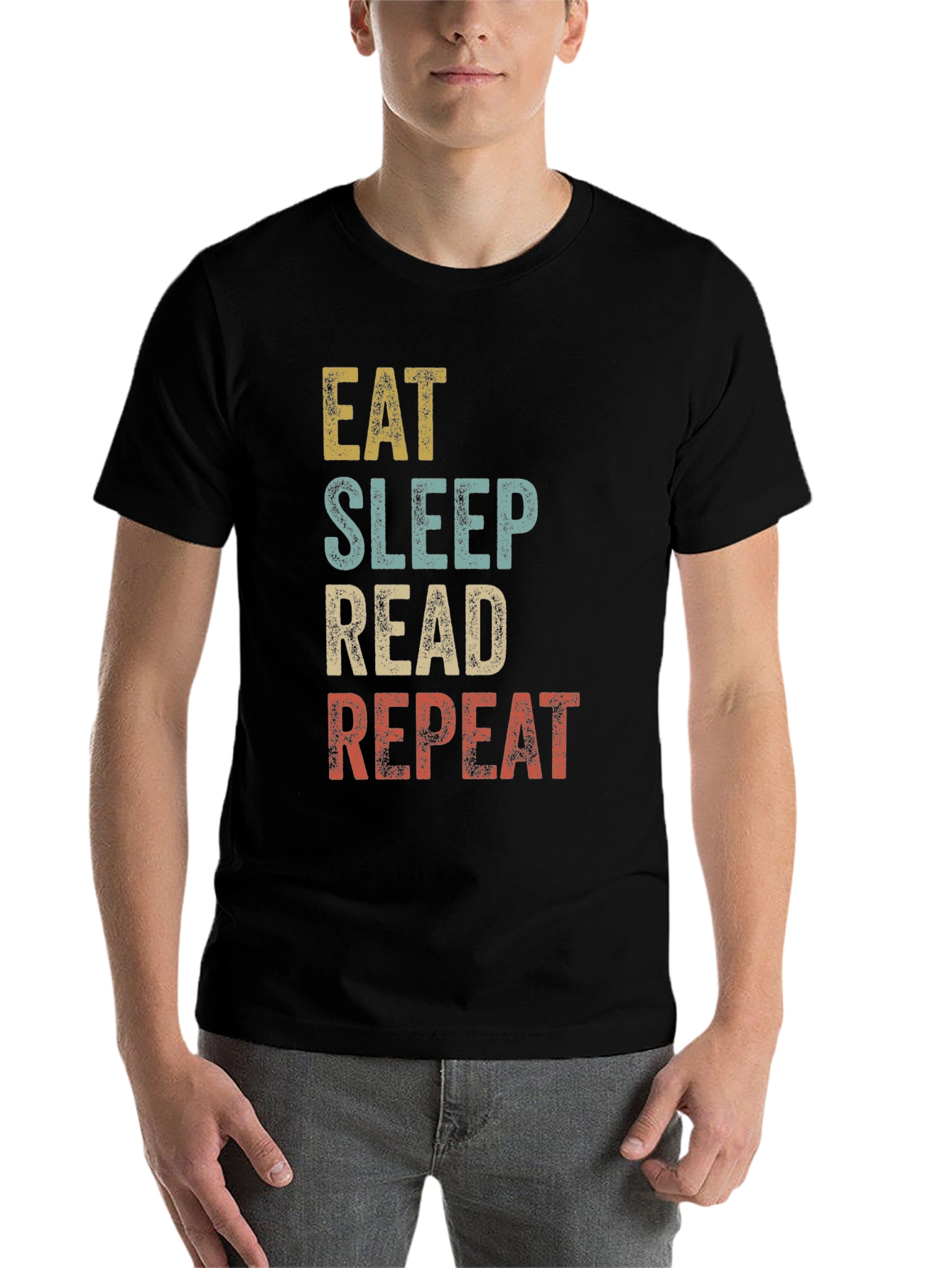 Black Eat Sleep Read Repeat Graphic Tee view 7