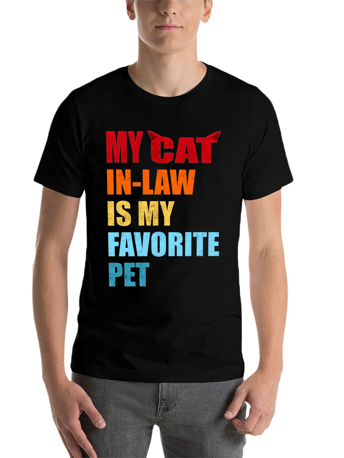 Black My Cat In-Law Favorite Pet Graphic T-Shirt view 7
