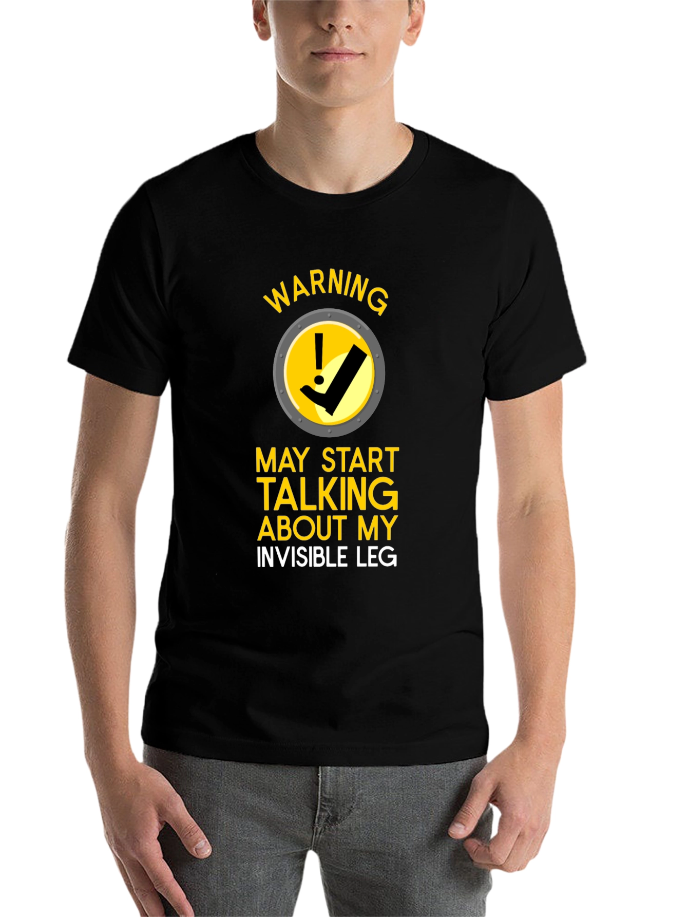 Black Warning Invisible Leg T-Shirt view 7
