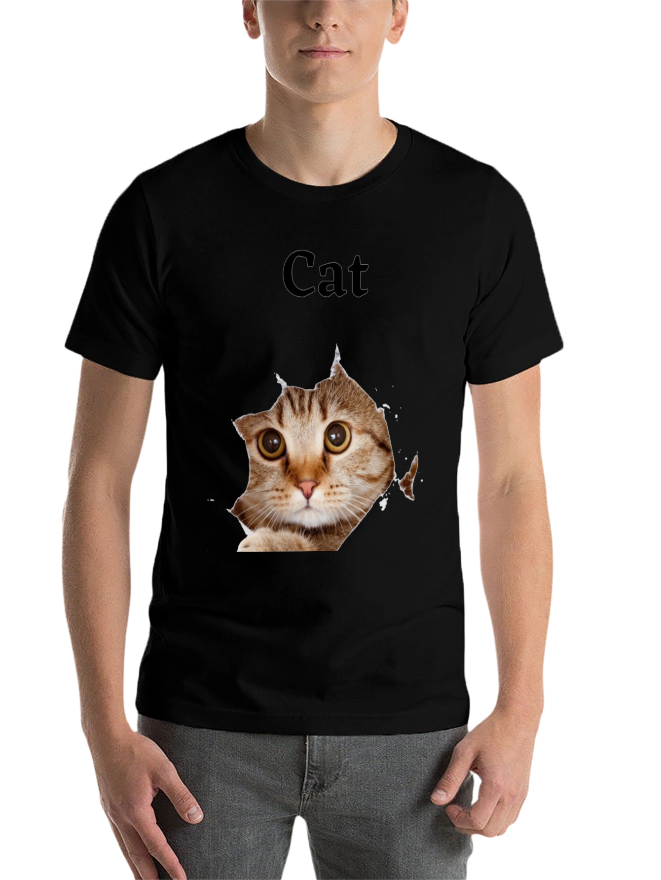 Black Cat Peek Graphic Tee - Black view 7