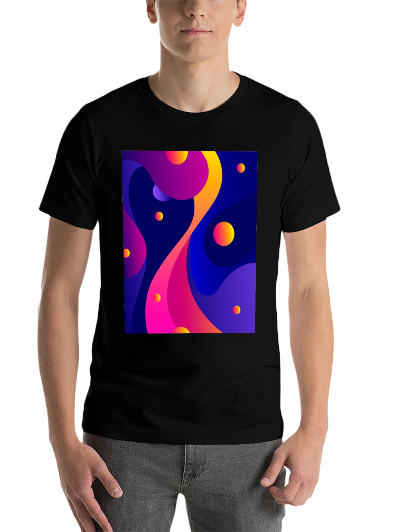 Black Abstract Art Black T-Shirt view 7