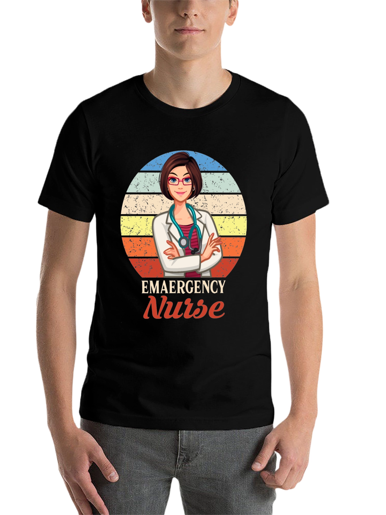 Black Emergency Nurse Graphic T-Shirt view 7