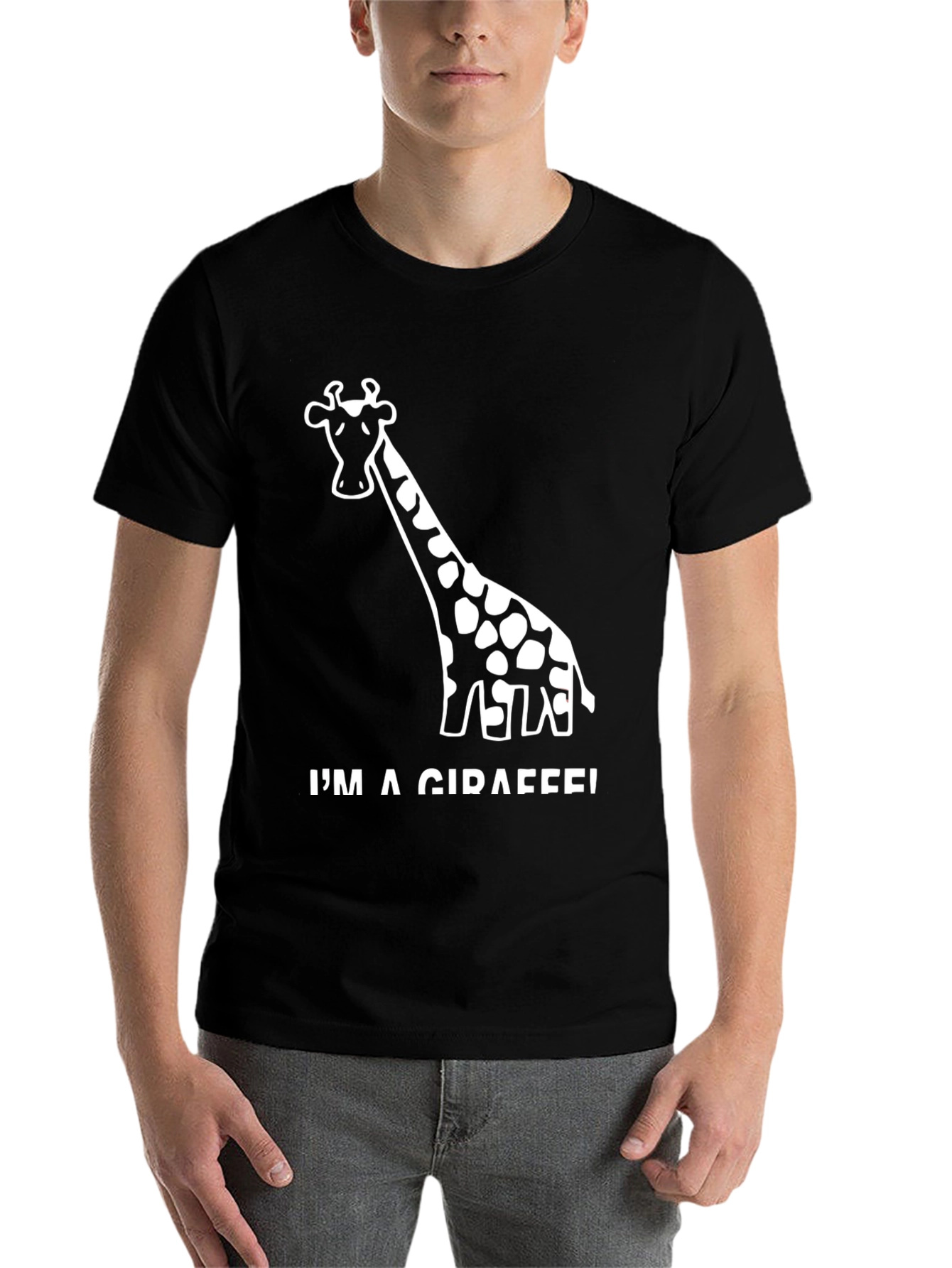 Black I'm A Giraffe! Black Graphic Tee view 7