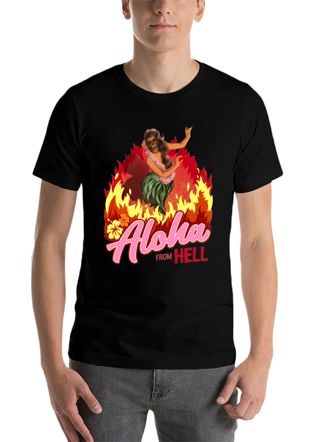Black Aloha From Hell Graphic T-Shirt view 7