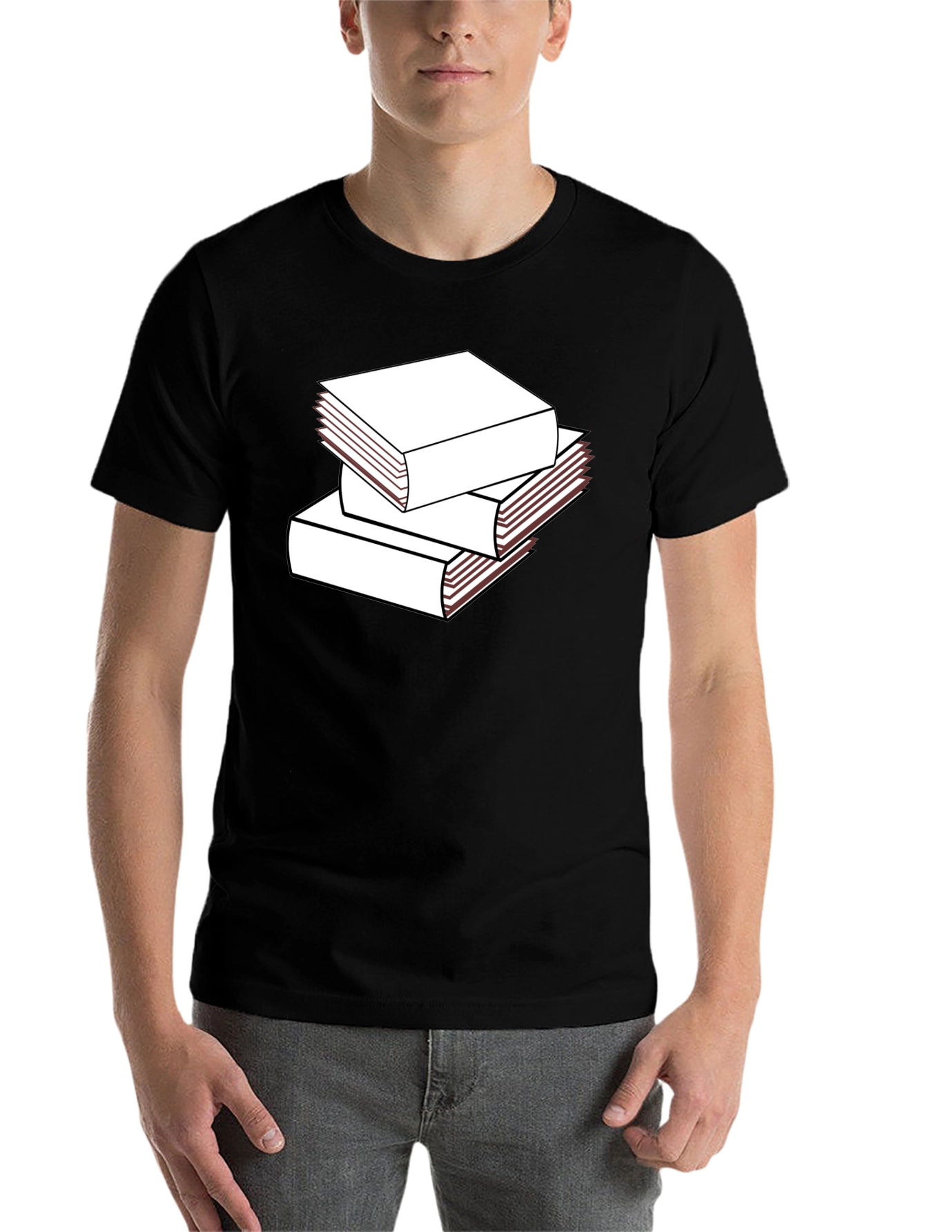 Black Stacked Books Graphic T-Shirt - Black view 7