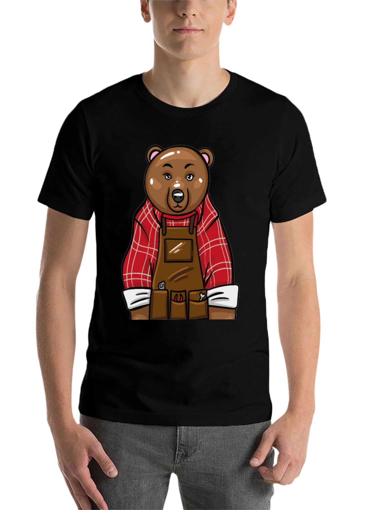 Black Lumberjack Bear Graphic T-Shirt - Black view 7