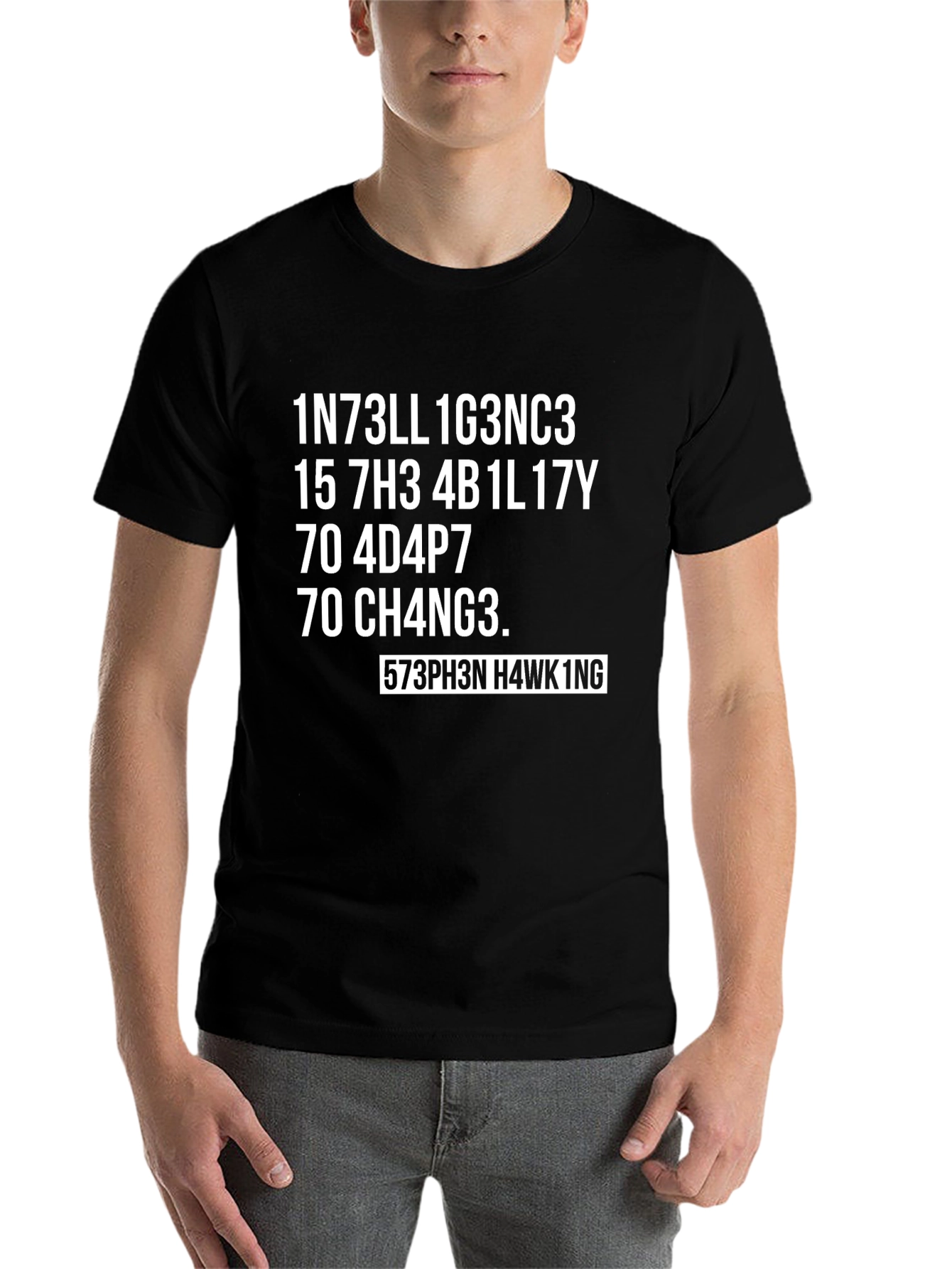 Black Intelligent Stephen Hawking T-Shirt view 7