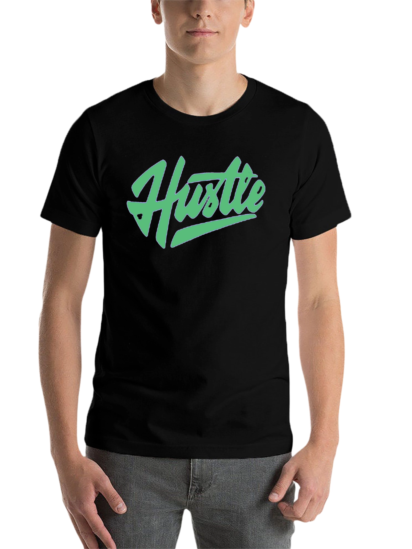 Black Hustle Graphic T-Shirt - Black Crew Neck Tee view 7