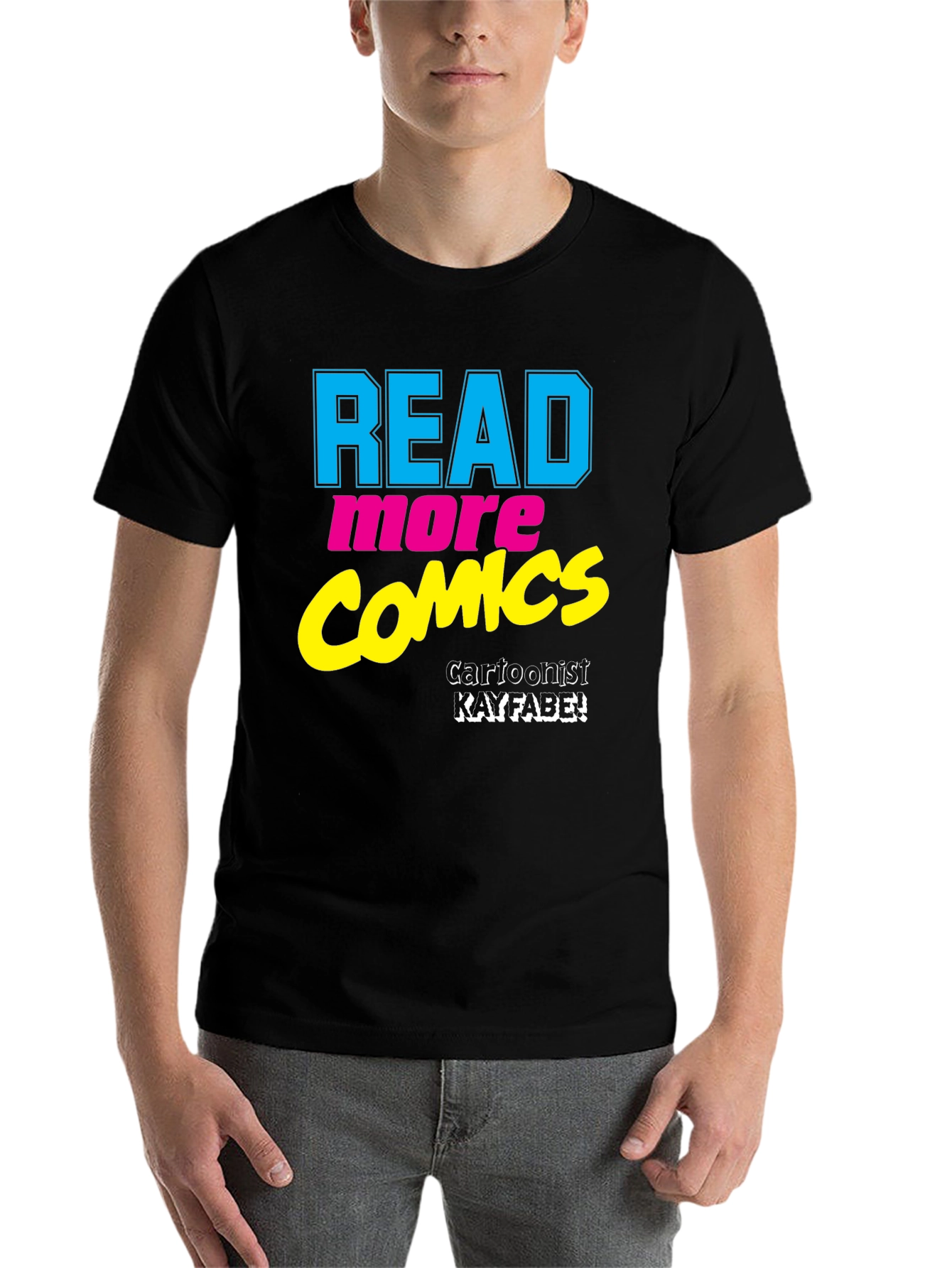 Black Read More Comics T-Shirt - Cartoonist Kayfabe view 7