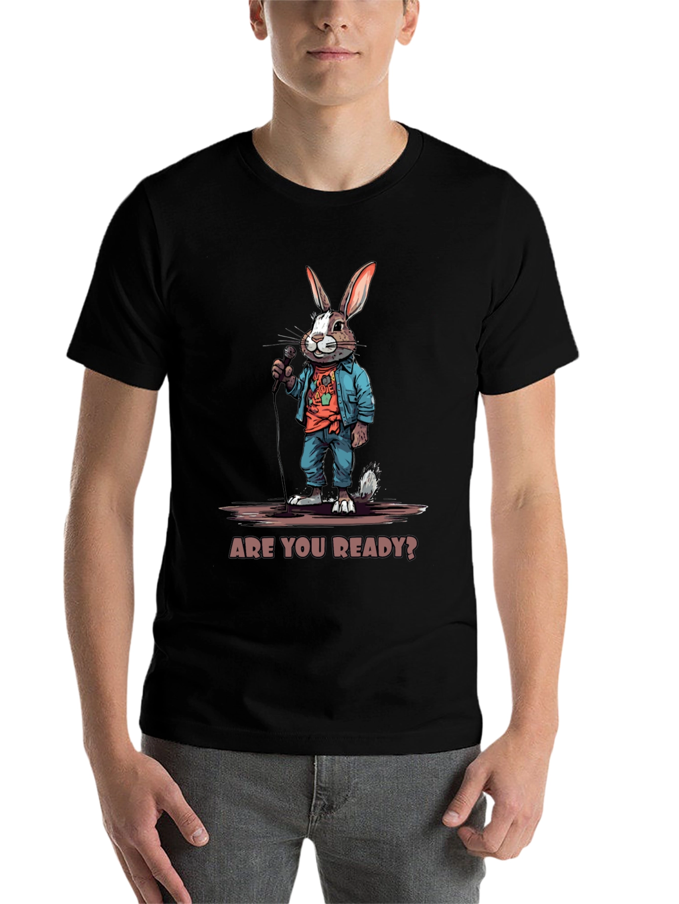 Black Are You Ready? Bunny Graphic T-Shirt view 7