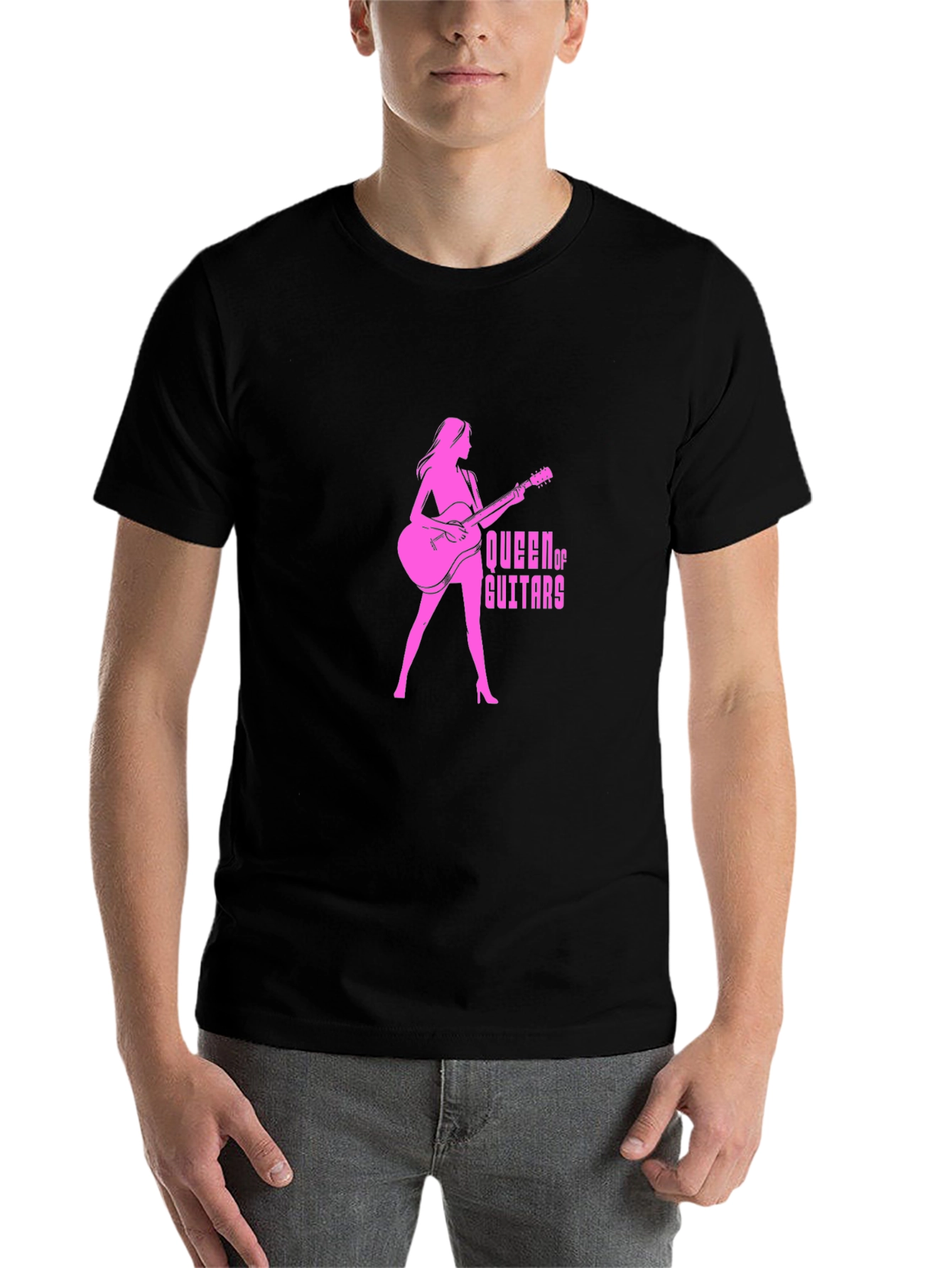 Black Queen of Guitars Black Graphic T-Shirt view 7