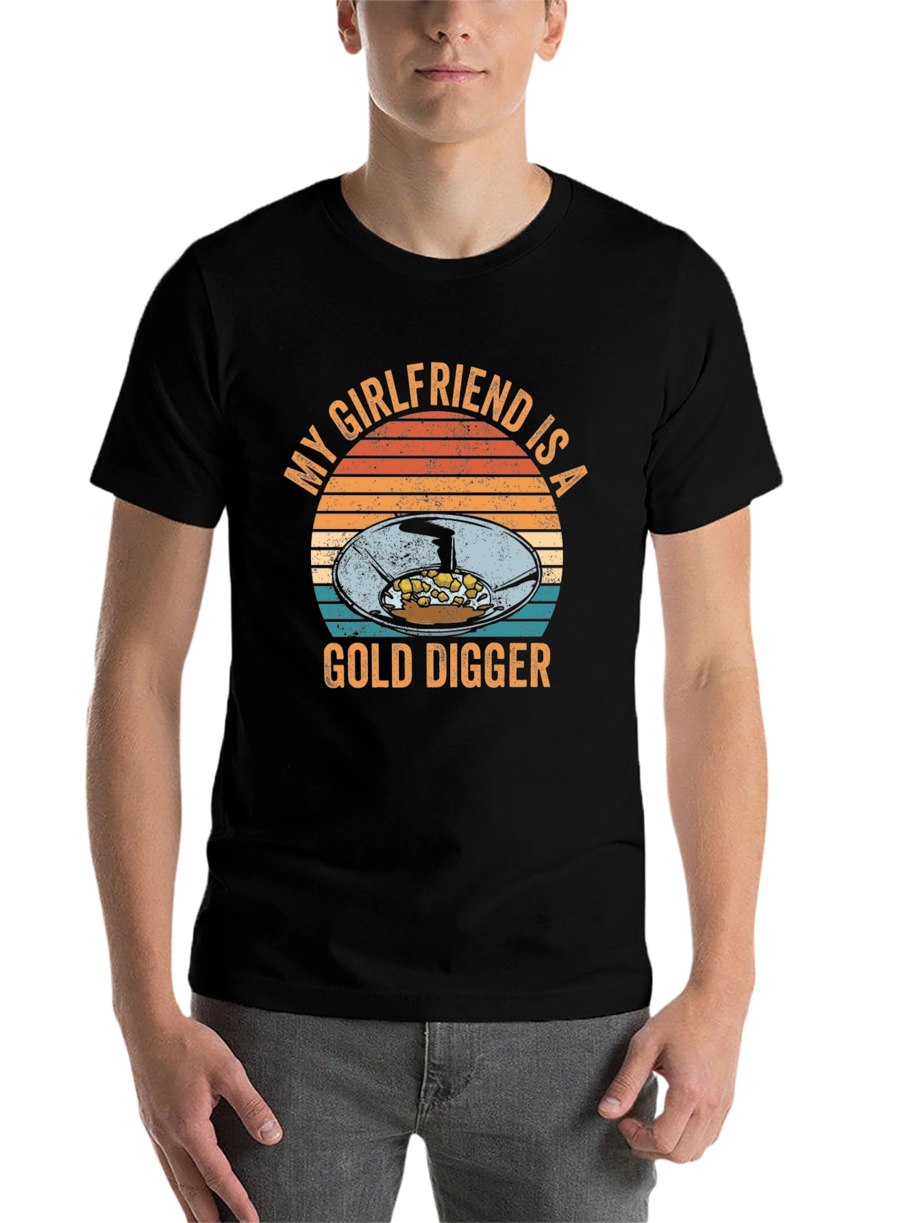 Black Funny "My Girlfriend is a Gold Digger" Graphic T-Shirt view 7