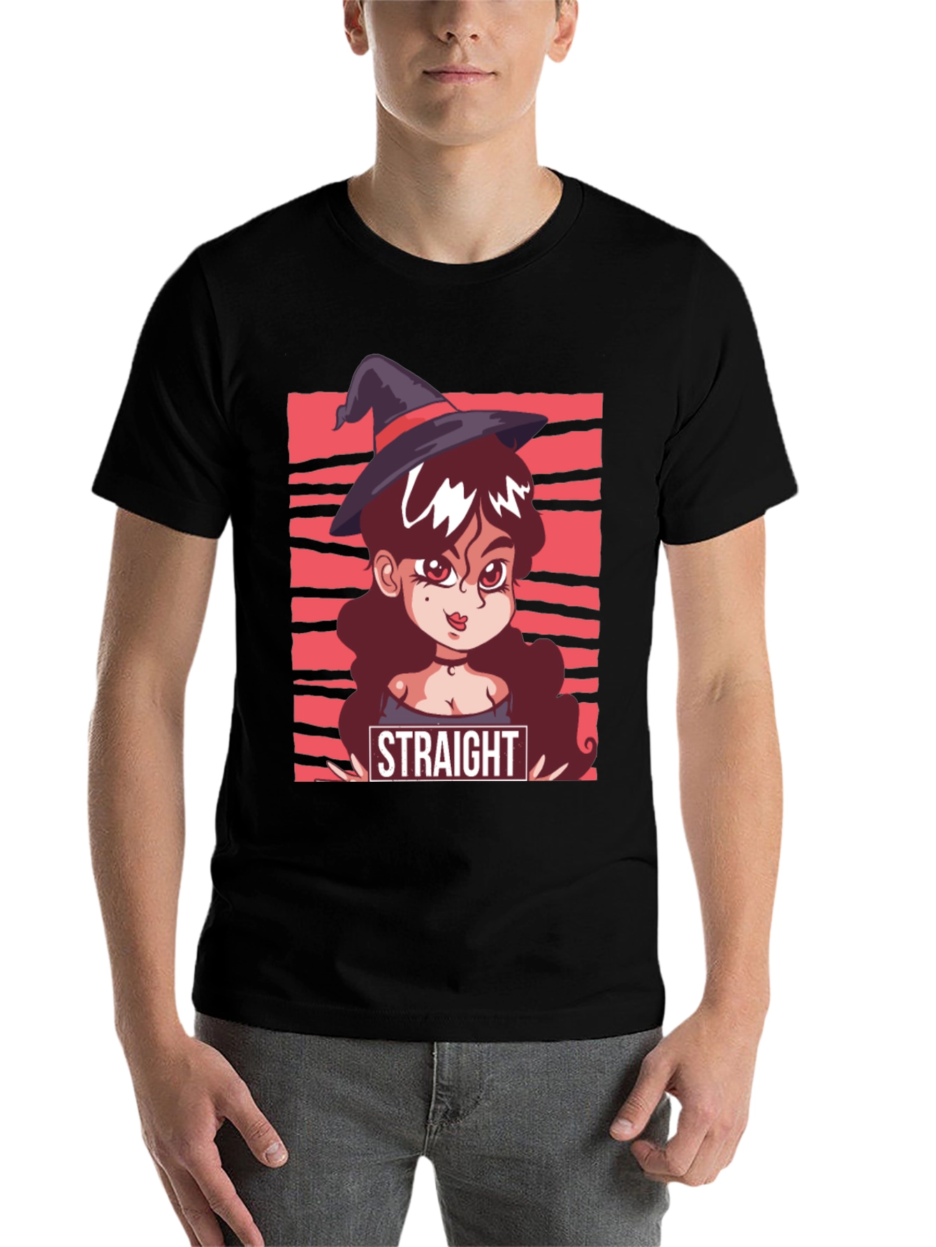 Black Straight Witch T-Shirt - Graphic Tee view 7