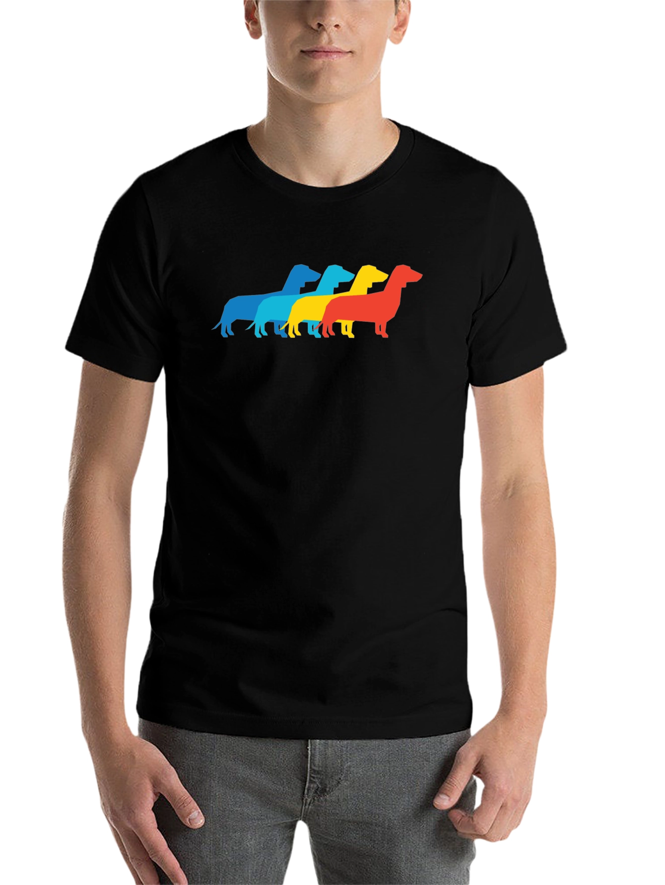 Black Retro Dachshund T-Shirt - Pop Art Wiener Dog Tee view 7