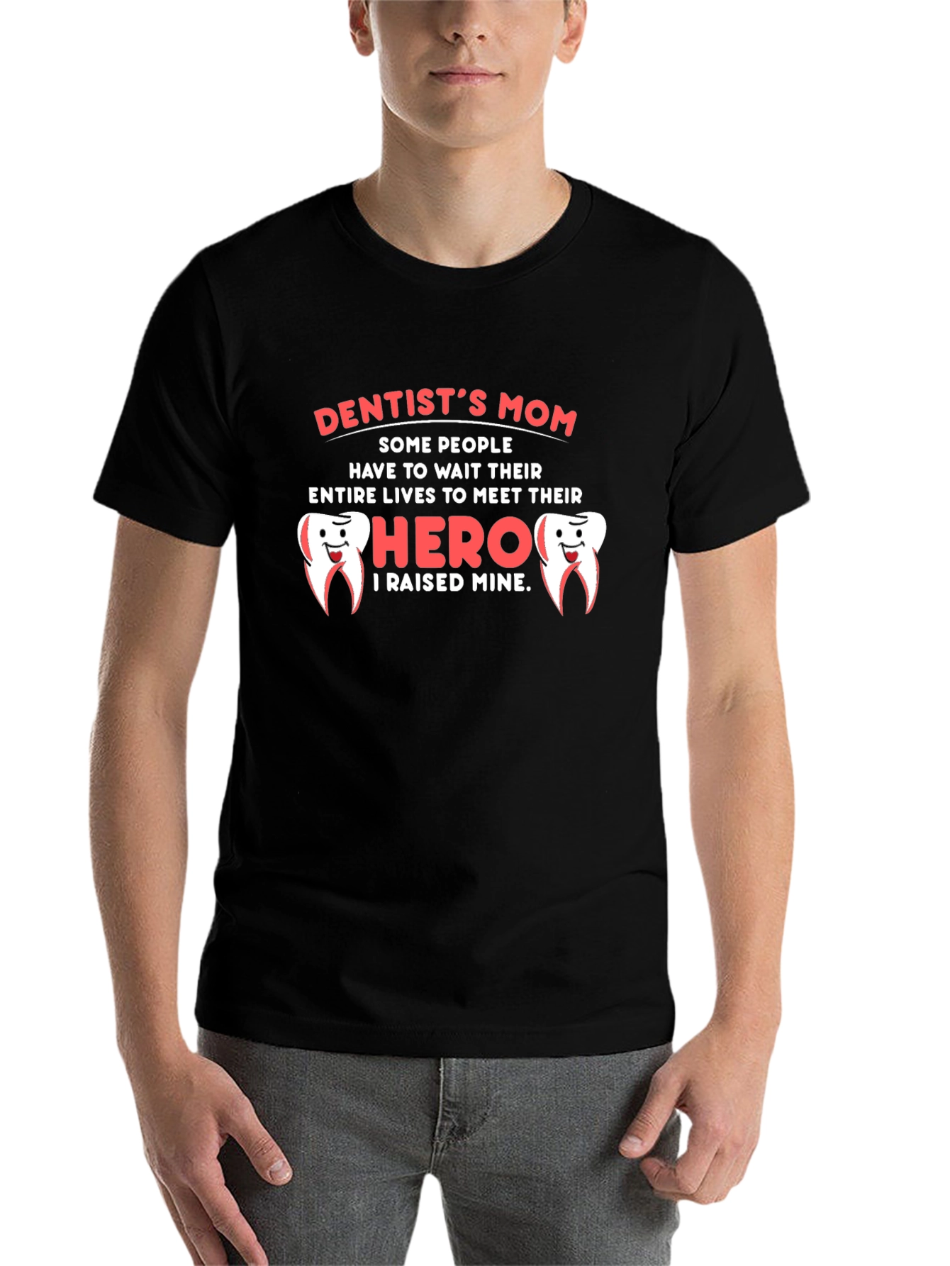 Black Dentist's Mom Hero T-Shirt, Cute Dental Gift view 7