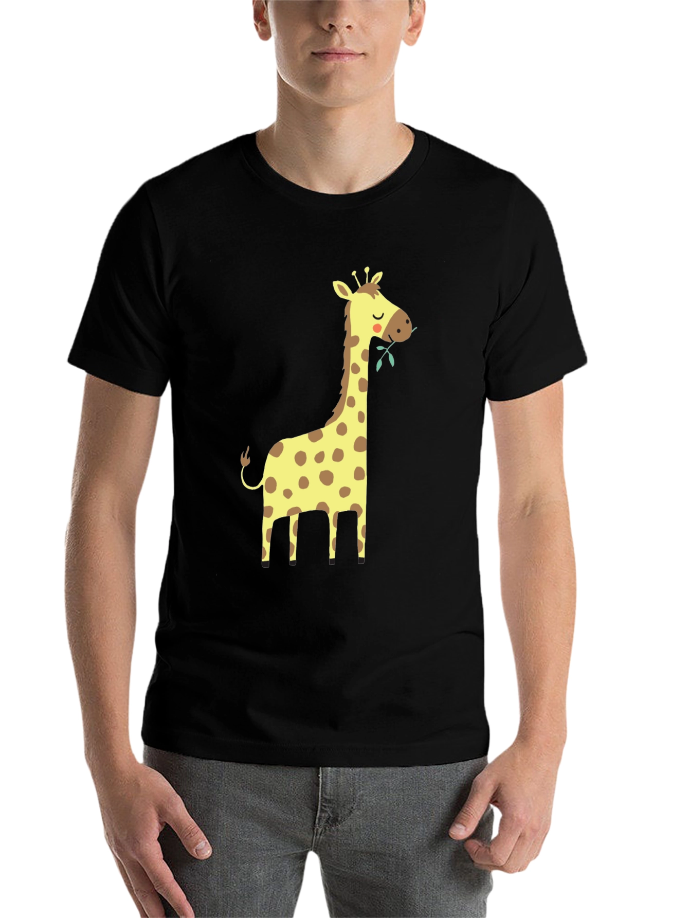 Black Giraffe Graphic Tee - Black Cotton T-Shirt view 7