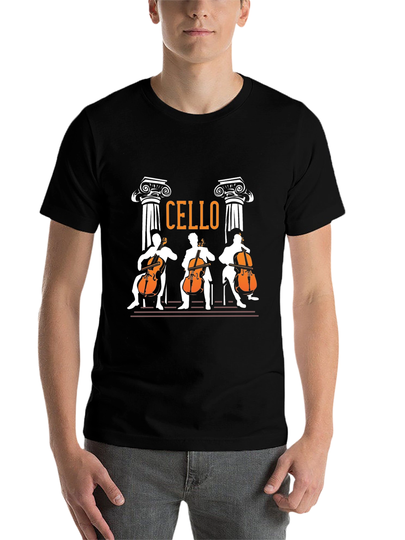 Black Cello Players Graphic T-Shirt - Musician Tee view 7