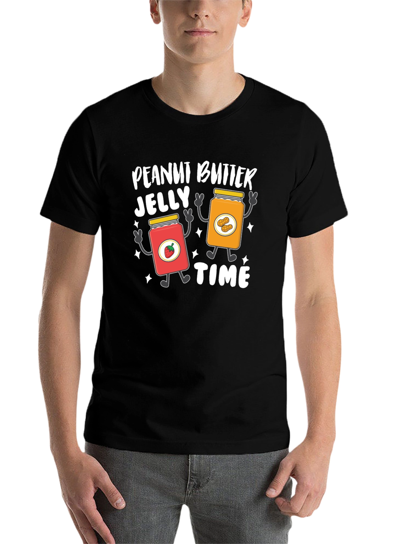 Black Peanut Butter Jelly Time Graphic T-Shirt view 7