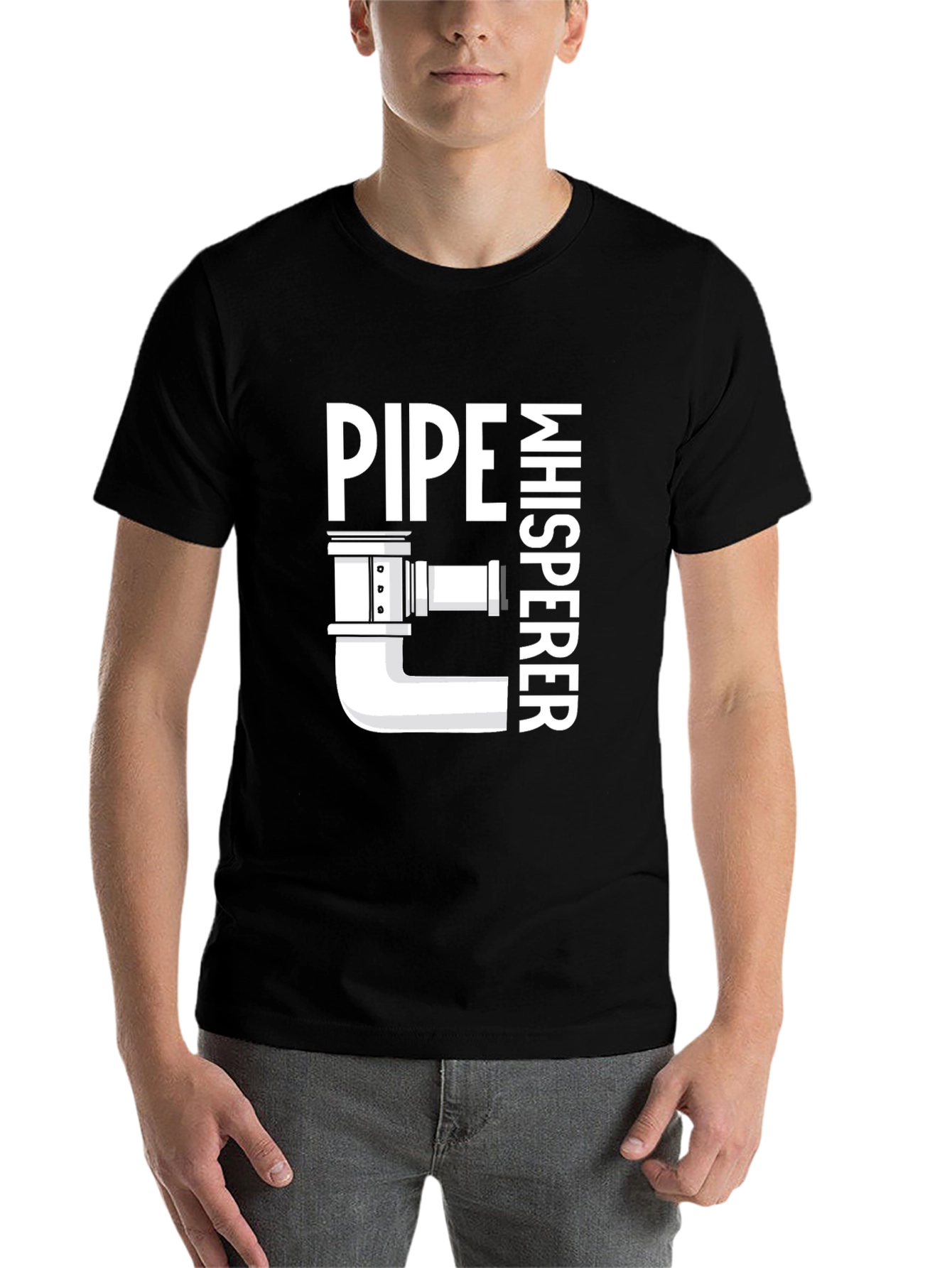Black Pipe Whisperer T-Shirt - Plumbing Humor Tee view 7