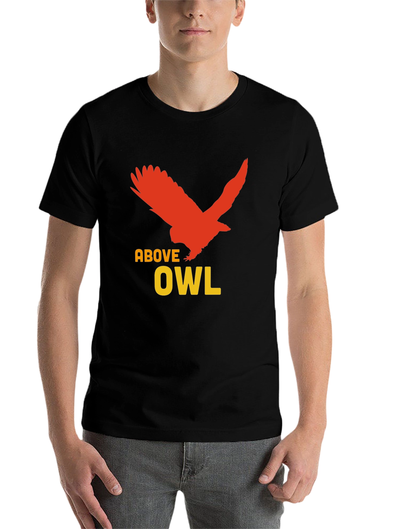 Black Above Owl Graphic Tee - Unique Bird Design view 7