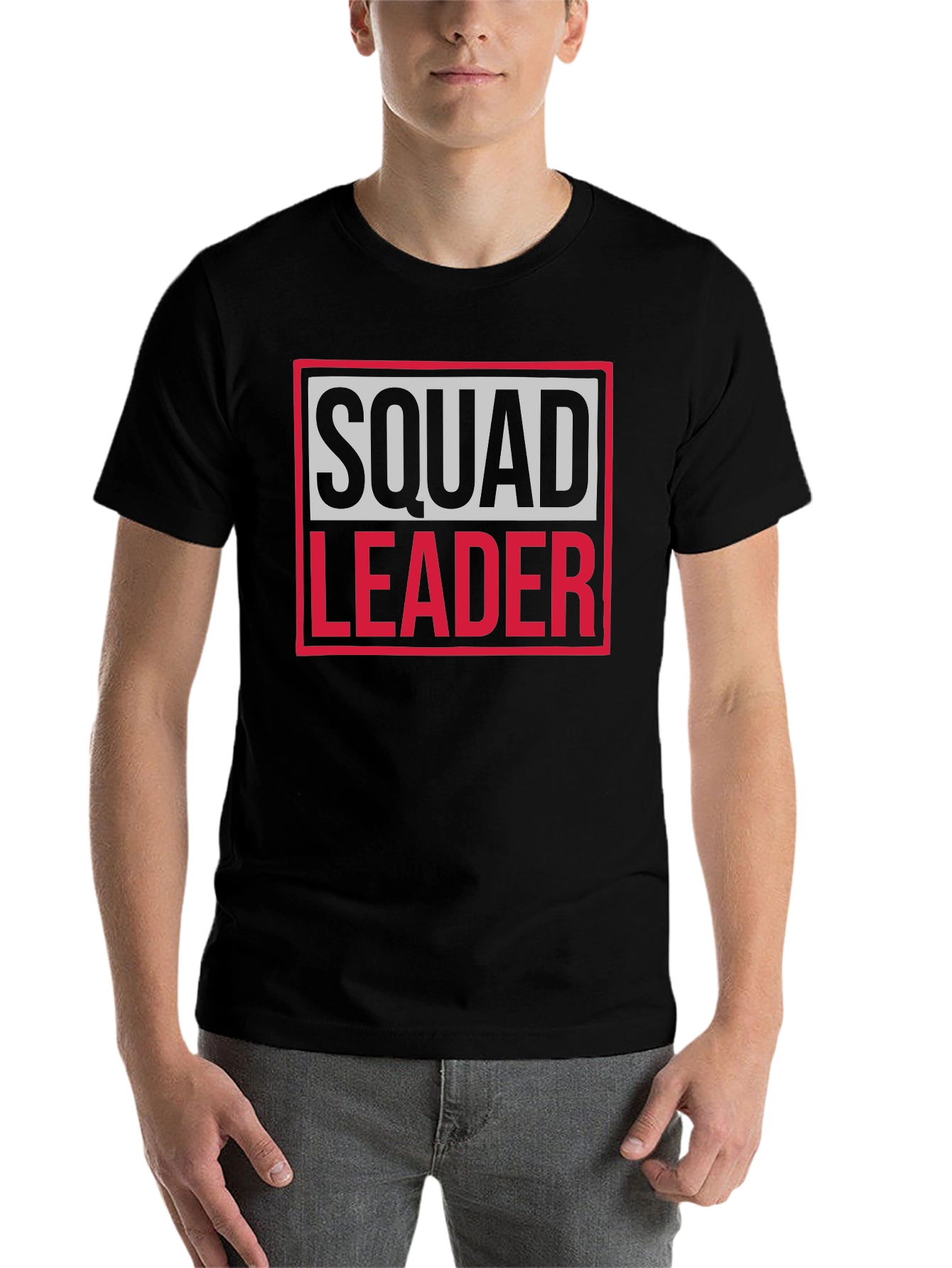 Black Squad Leader Graphic Tee - Black Cotton T-Shirt view 7