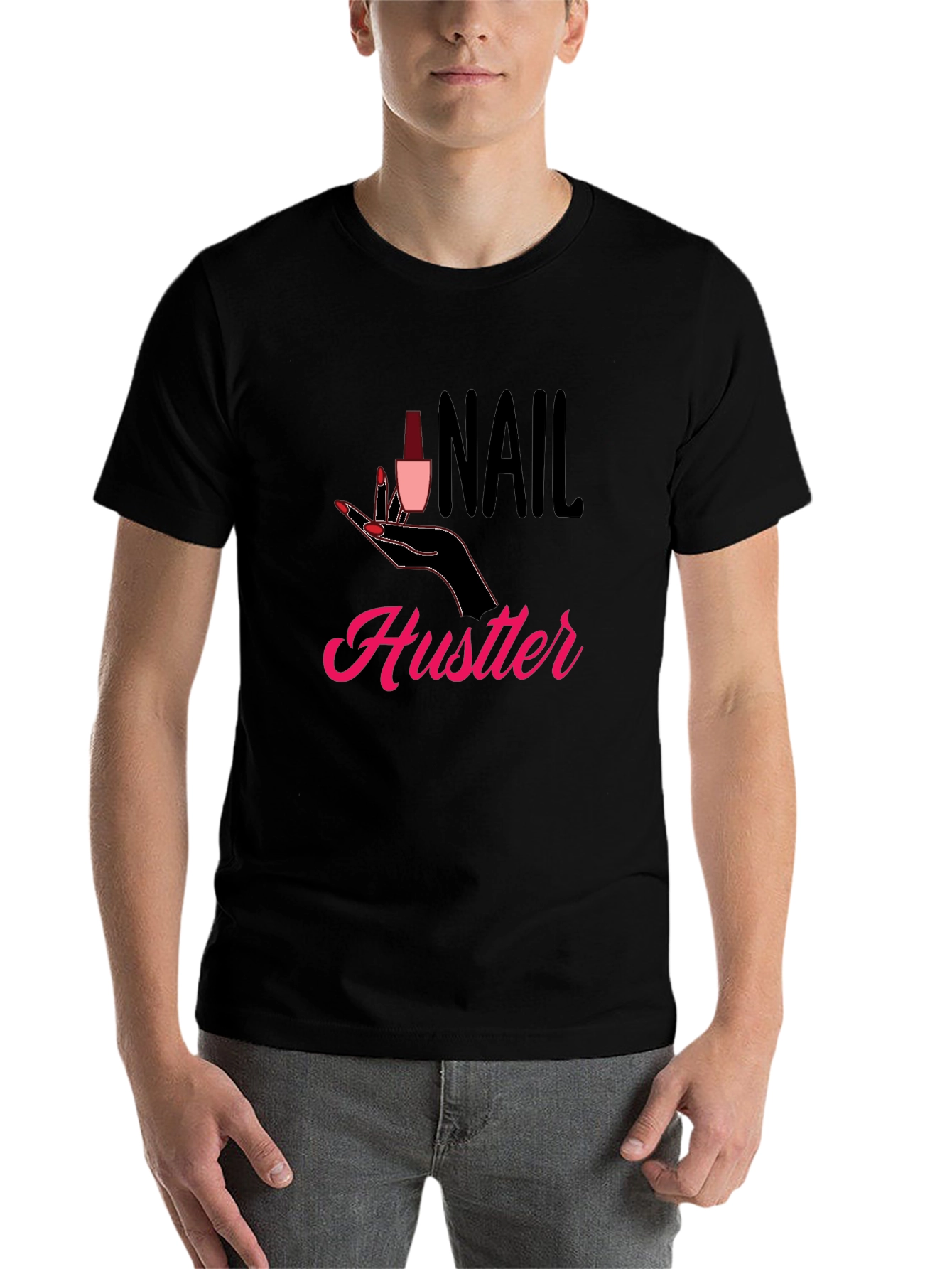 Black Nail Hustler Graphic T-Shirt - Trendy Style view 7