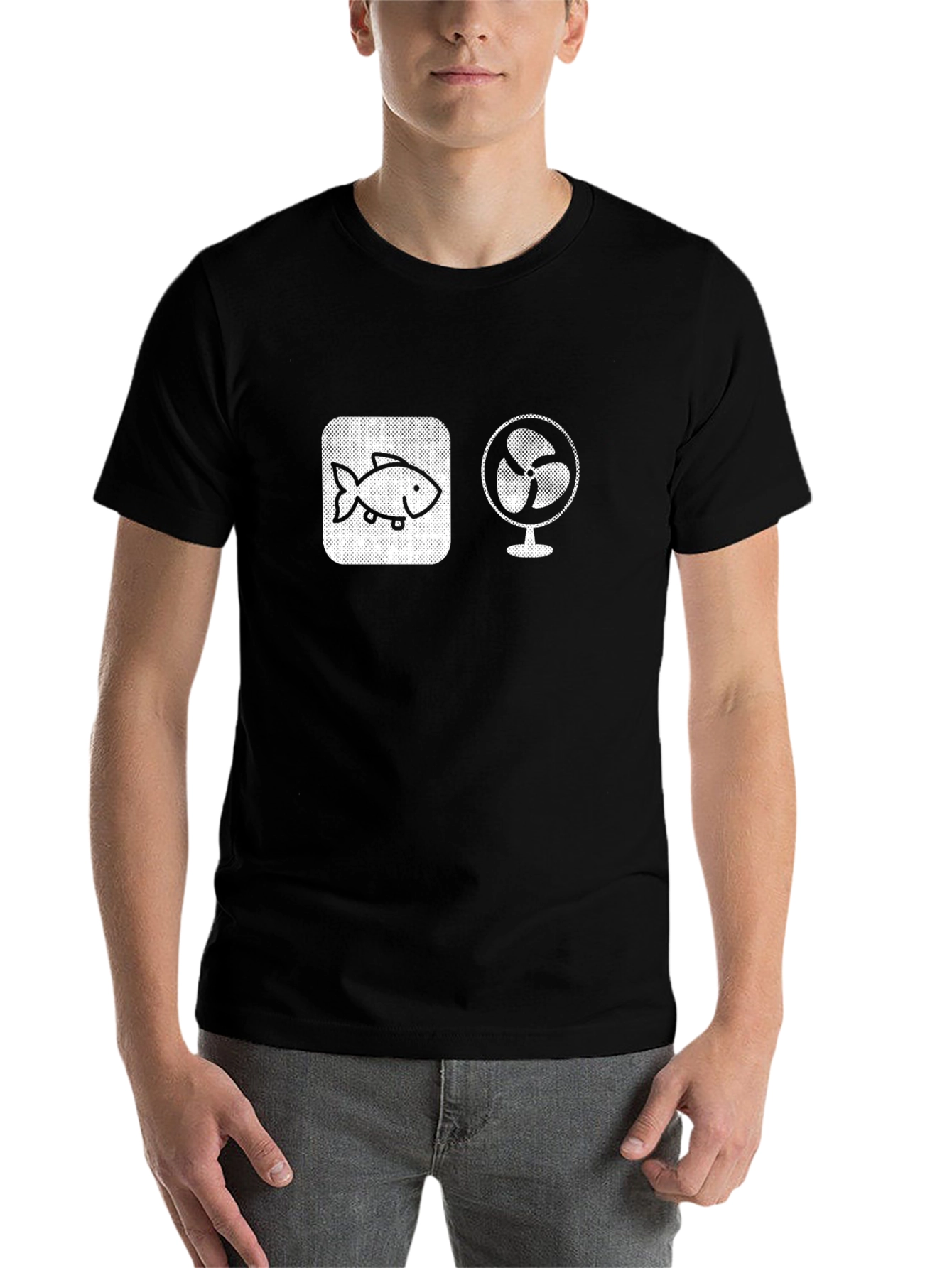 Black Fish and Fan T-Shirt - Funny Pun Tee view 7
