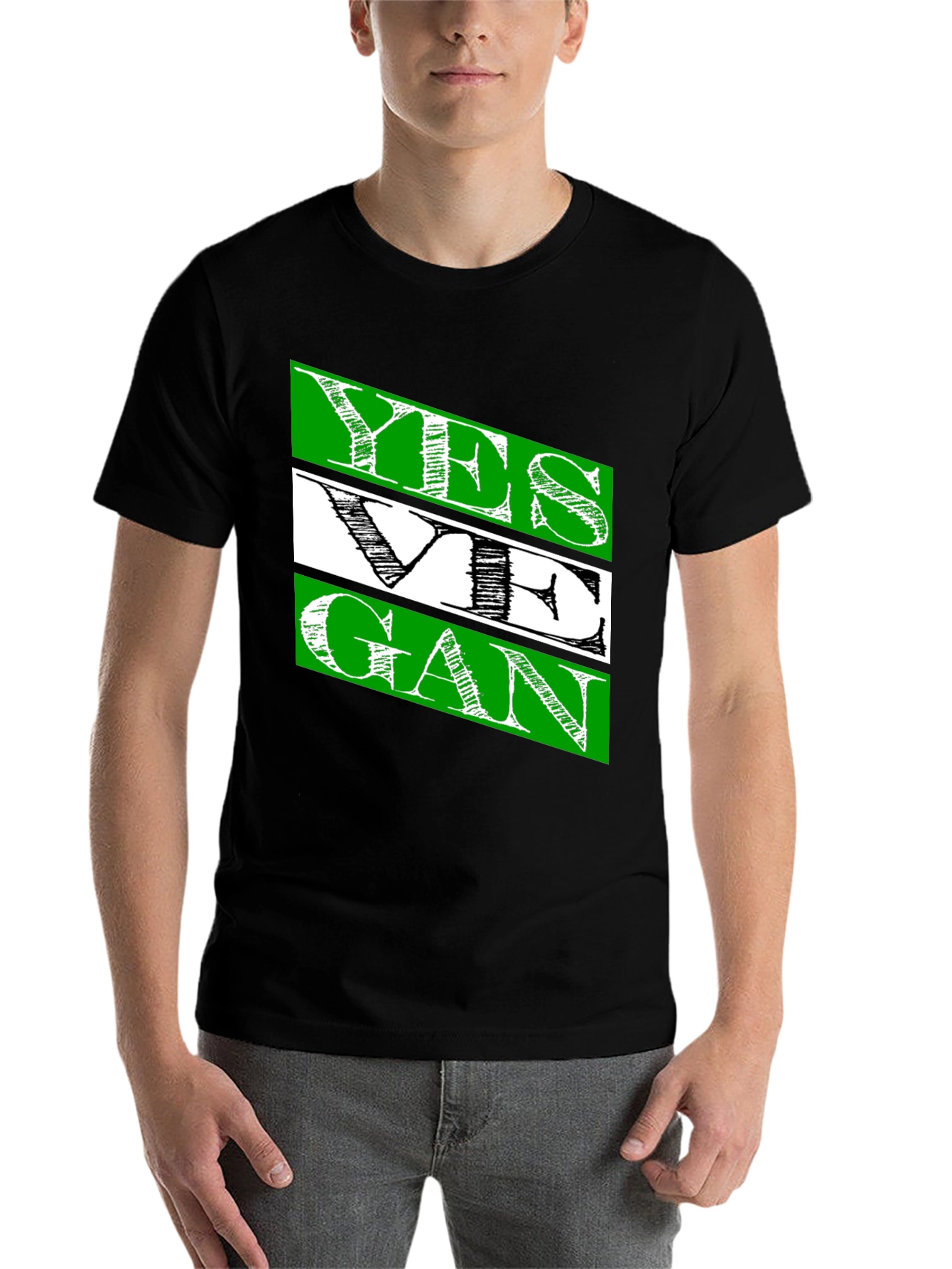 Black Yes We Gan T-Shirt | Men's Black Cotton Tee view 7