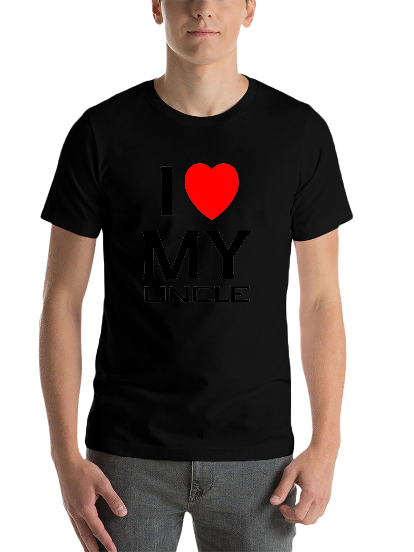 Black I Love My Uncle T-Shirt - Black Cotton Tee view 7
