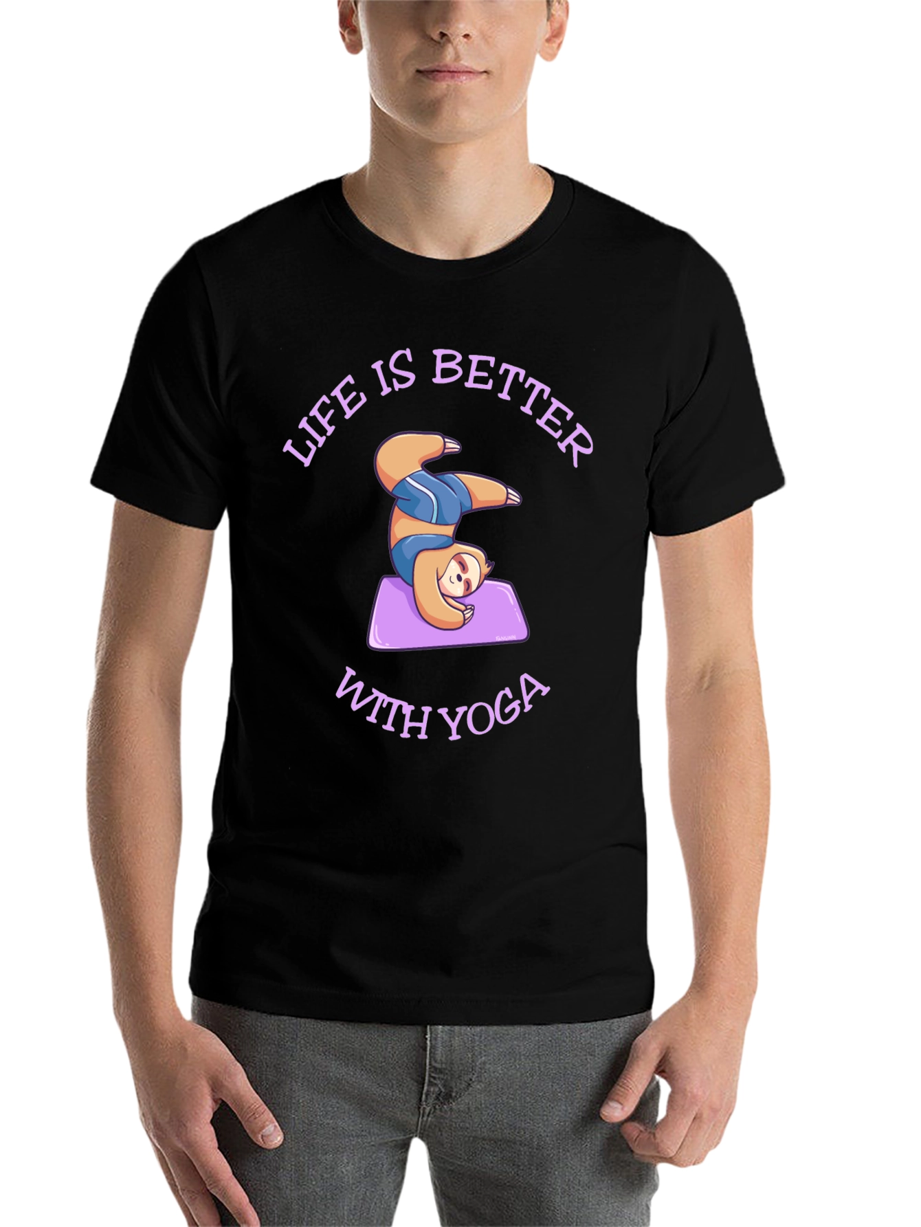 Black Sloth Yoga T-Shirt: Life is Better With Yoga view 7