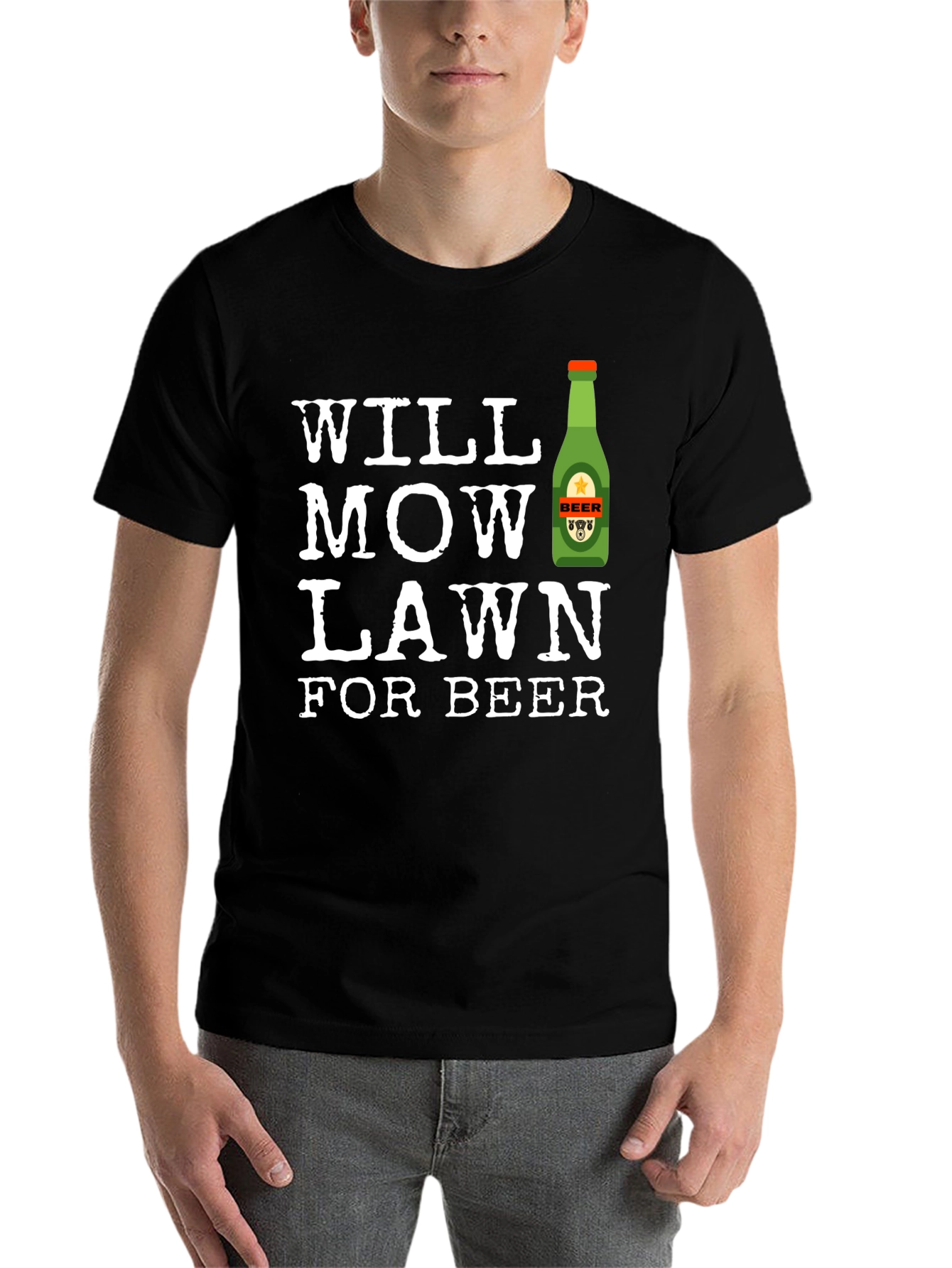 Black Will Mow Lawn for Beer T-Shirt view 7