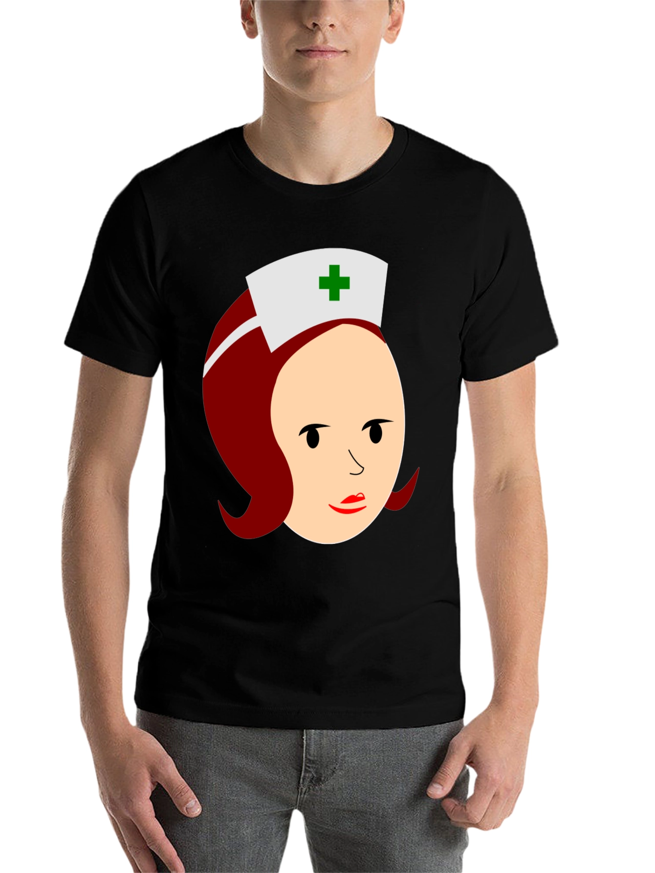 Black Cartoon Nurse Graphic T-Shirt view 7