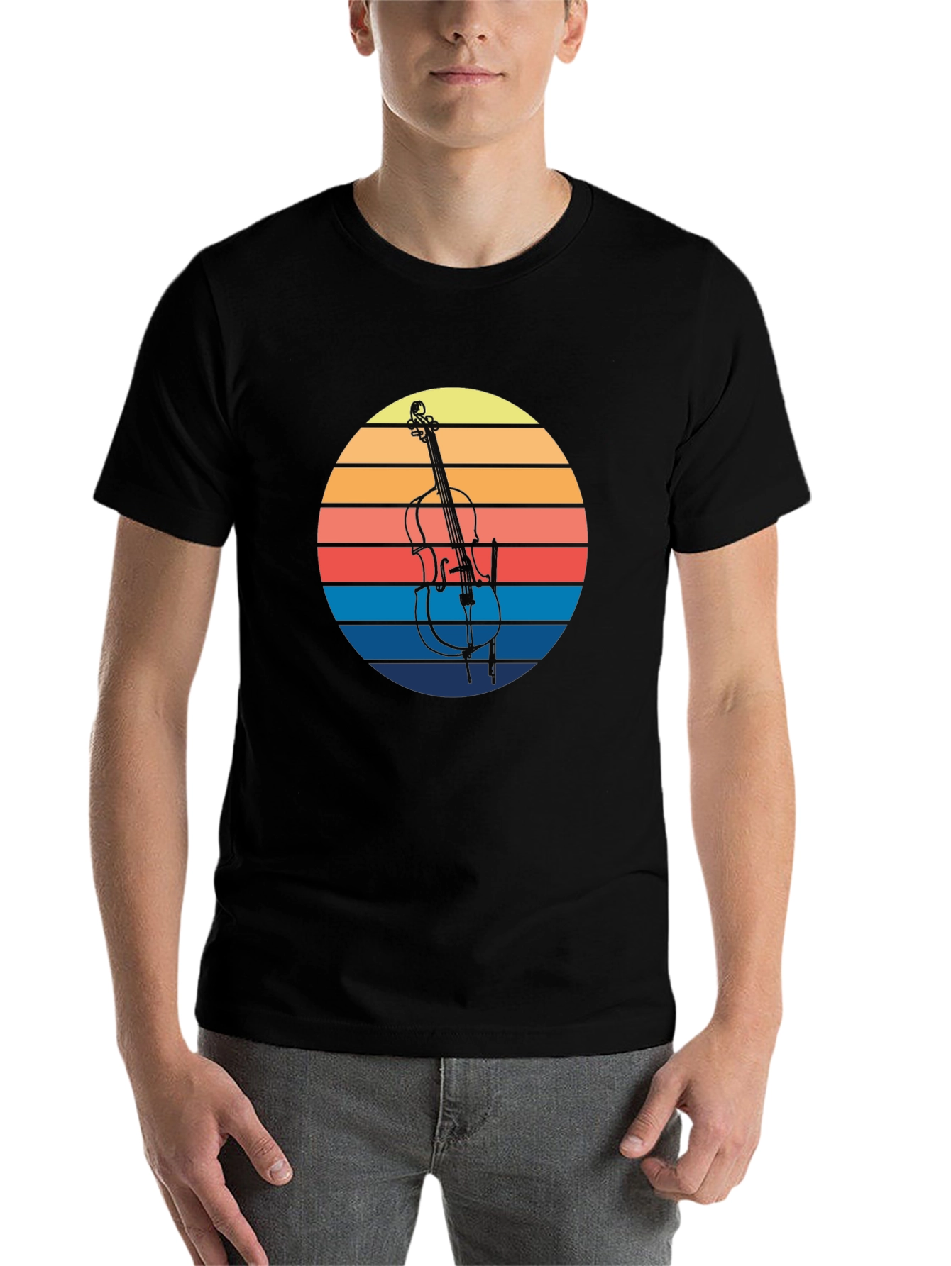Black Retro Cello Sunset Graphic Tee view 7