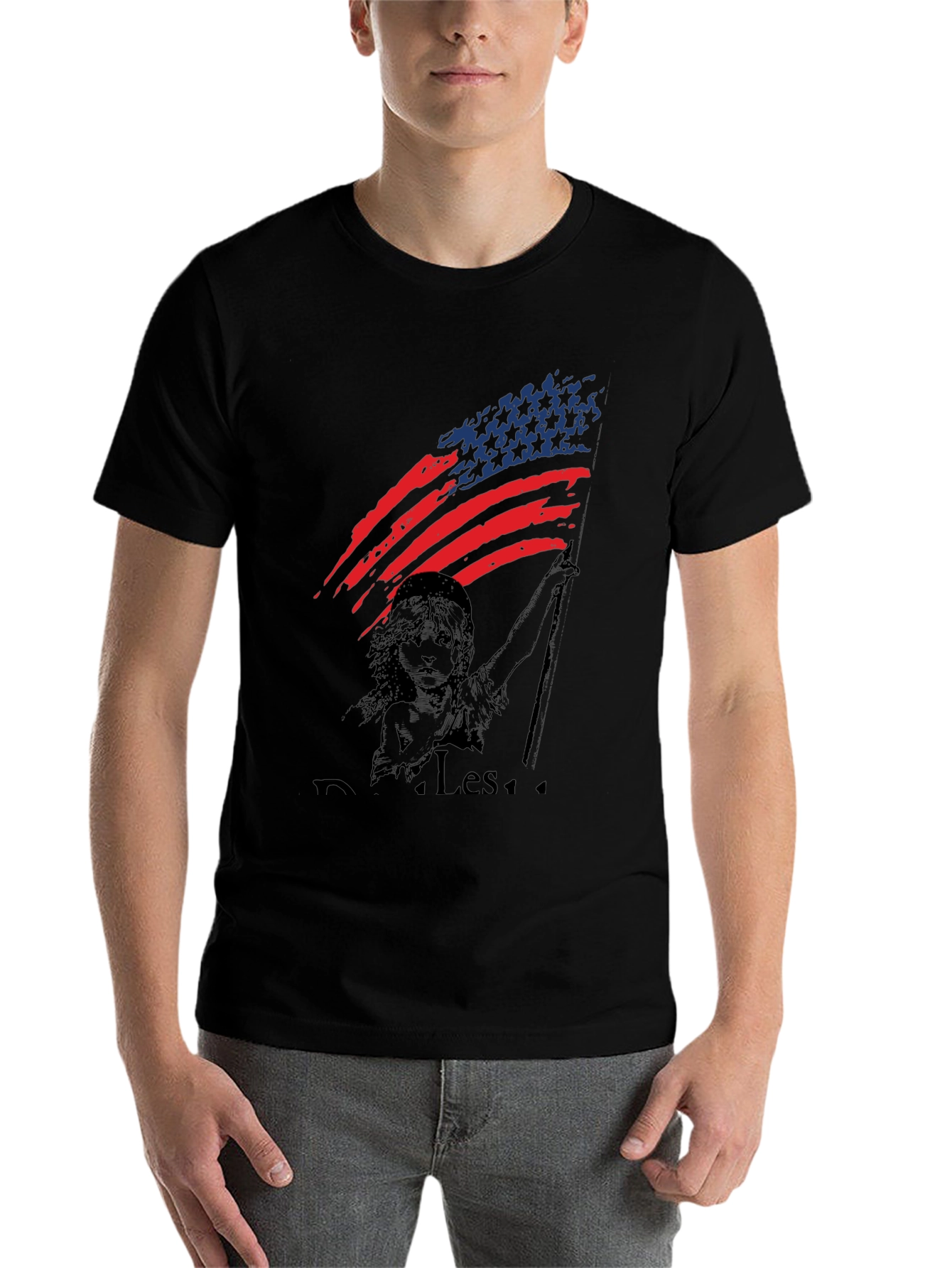 Black Liberty American Flag Graphic T-Shirt view 7